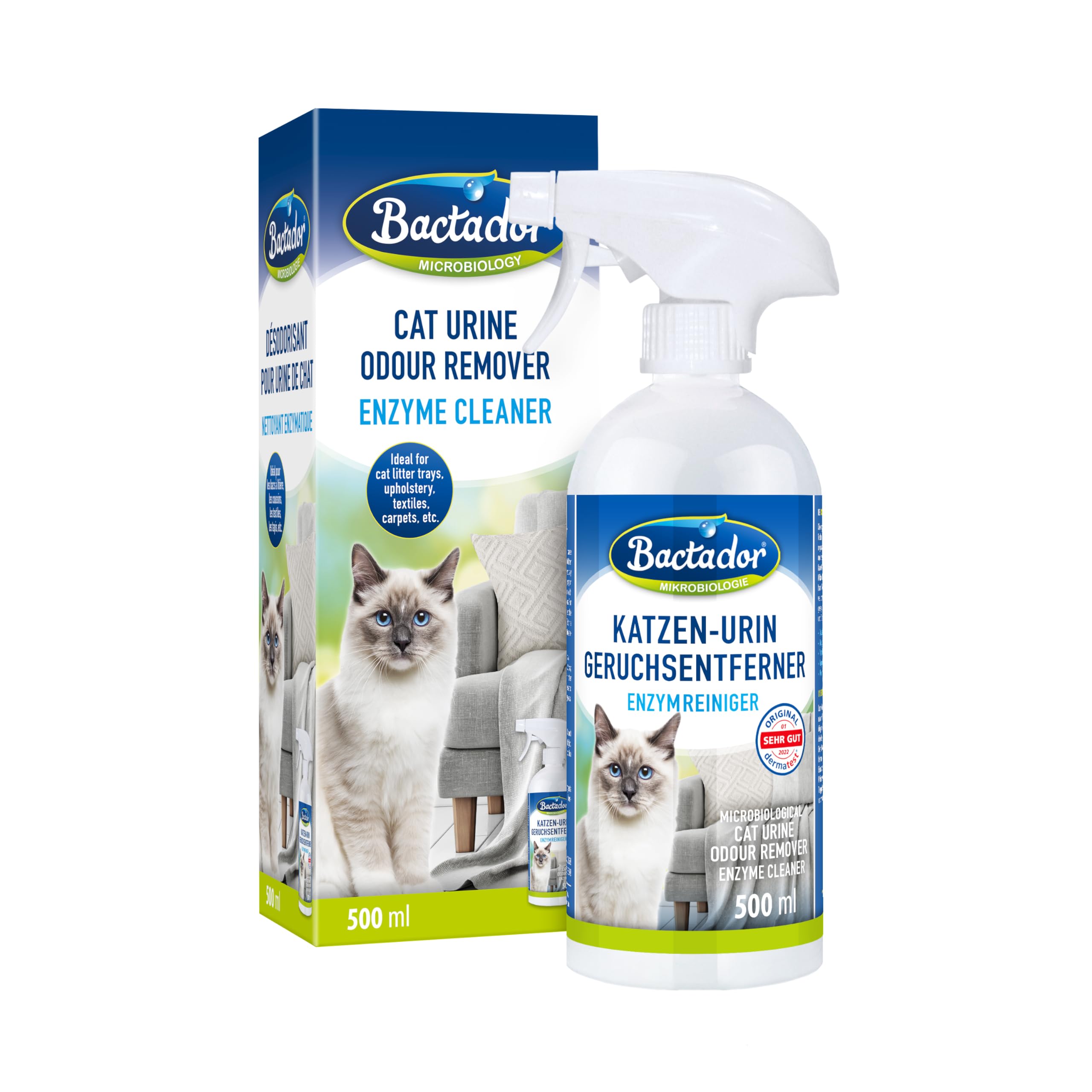 Bactador Enzyme Cleaner for Cat Pee Spray - Permanent Odour Removal | 500ml | Unscented 1