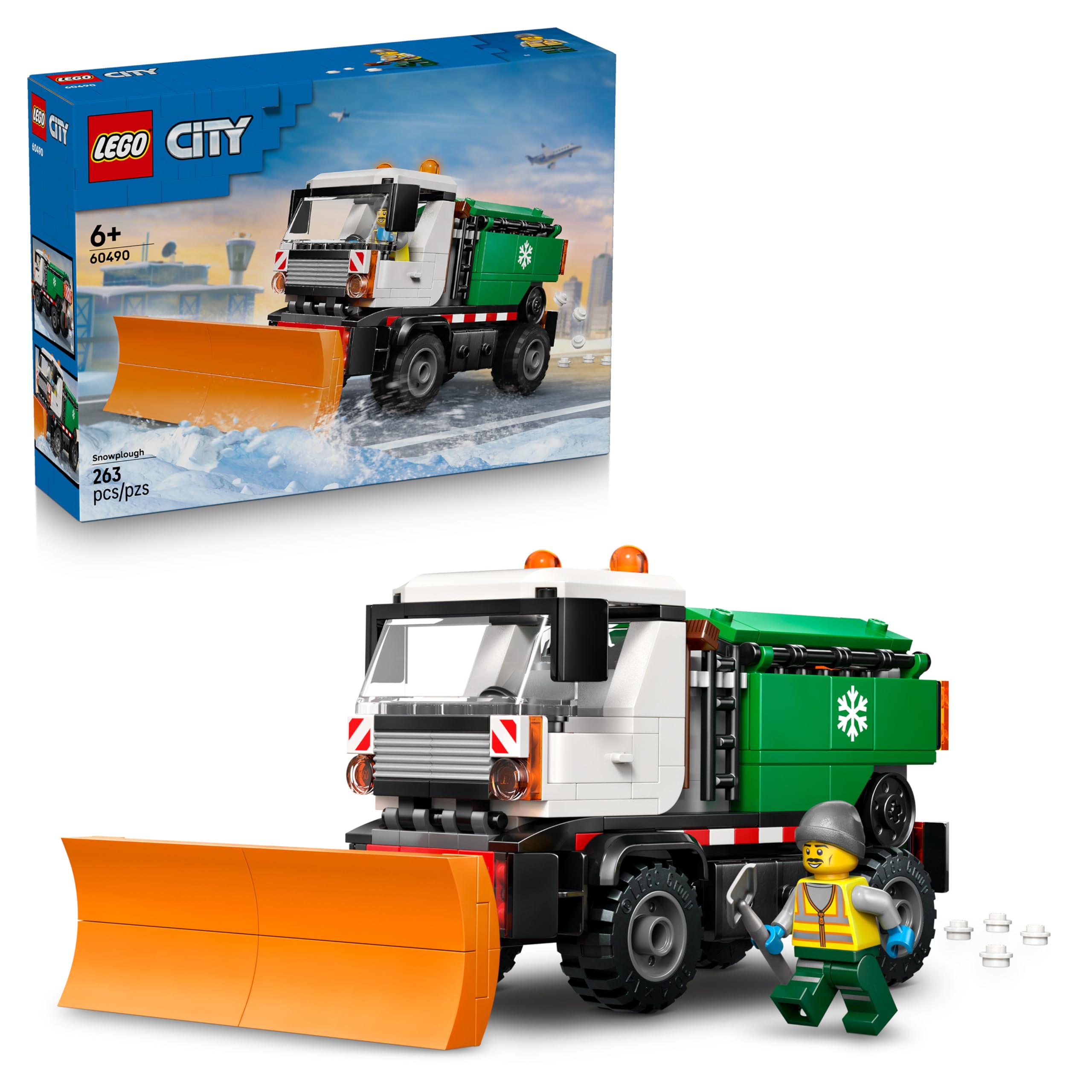 LEGO City Snowplough Truck Toy 60490 - Minifigure, Tools & Gritter | Ages 6+