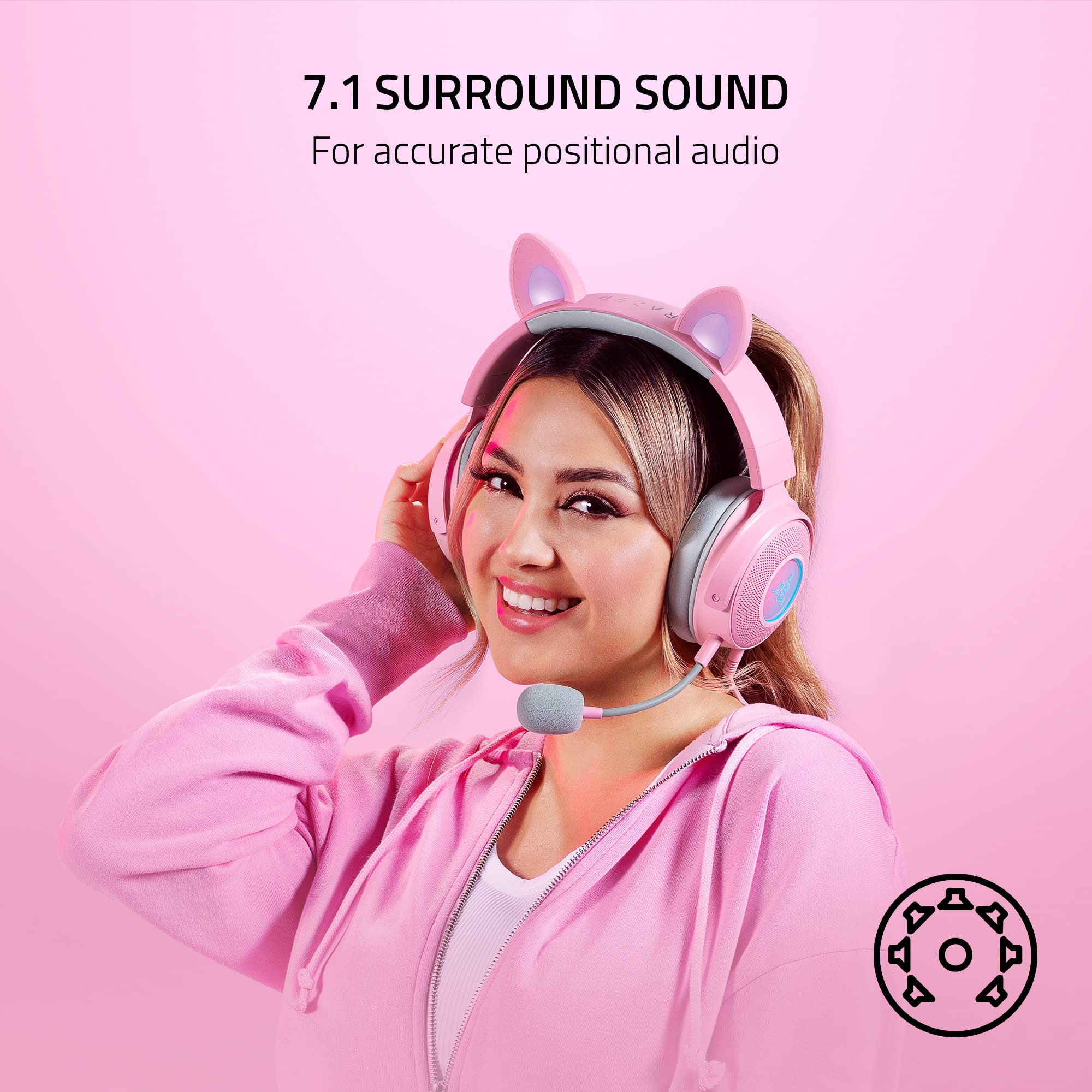 Razer Kraken Kitty Edition V2 Pro - Wired RGB Gaming Headset with Interchangeable Ears 13
