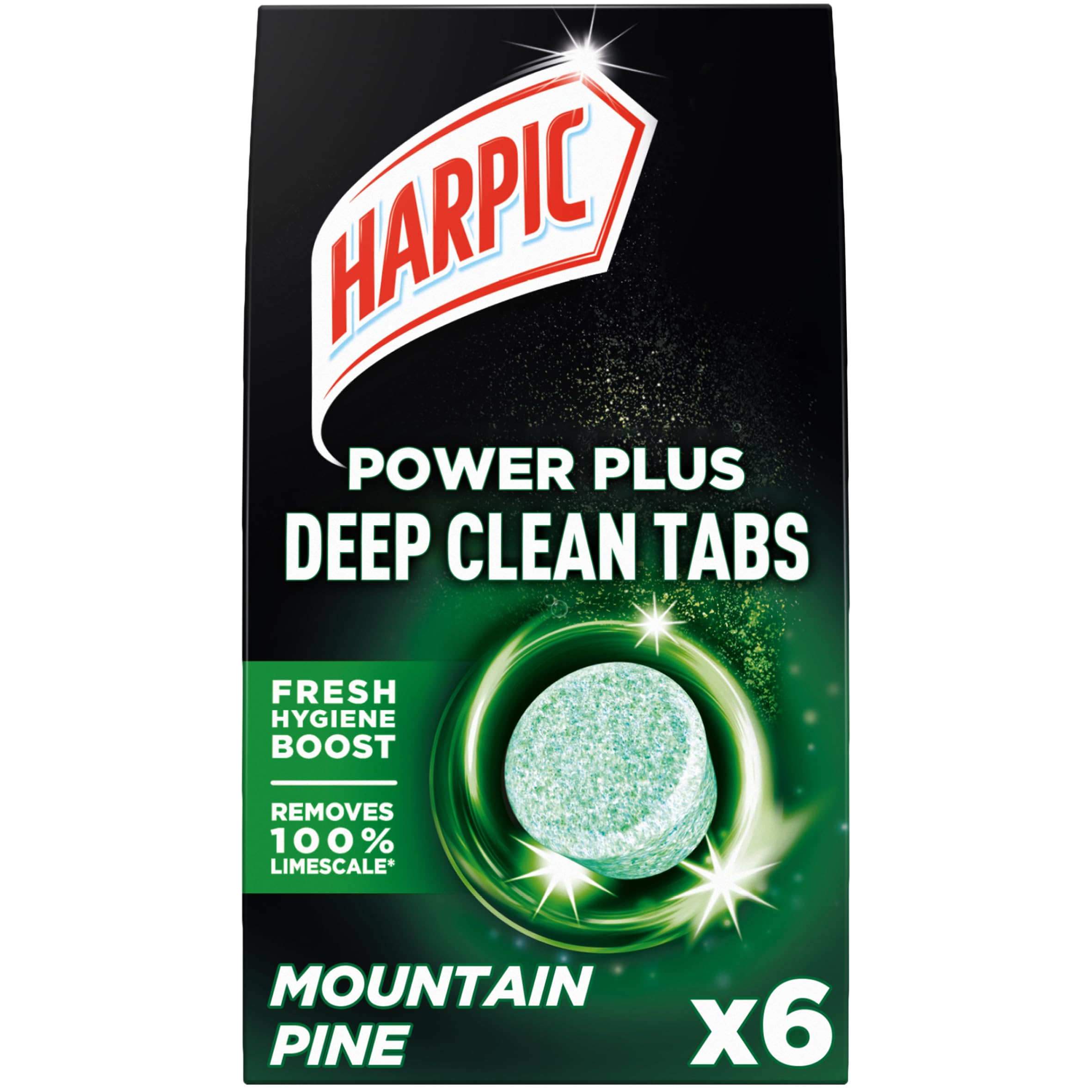 Harpic Power Plus Deep Cleaning Toilet Tablets - Removes 100% Limescale | Mountain Pine Scent | 6 Count 1