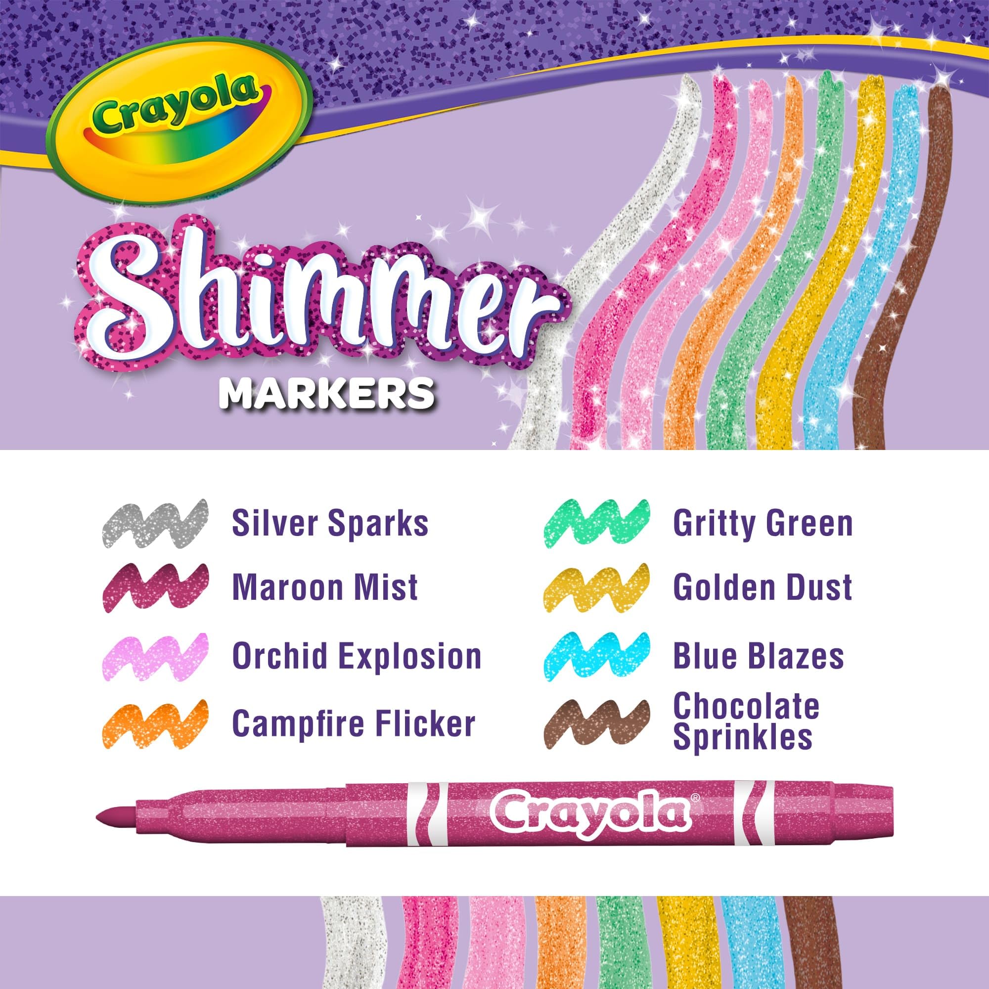 CRAYOLA Shimmer Markers - Pack of 8 | Washable & Non-Toxic | Chisel Tip 2