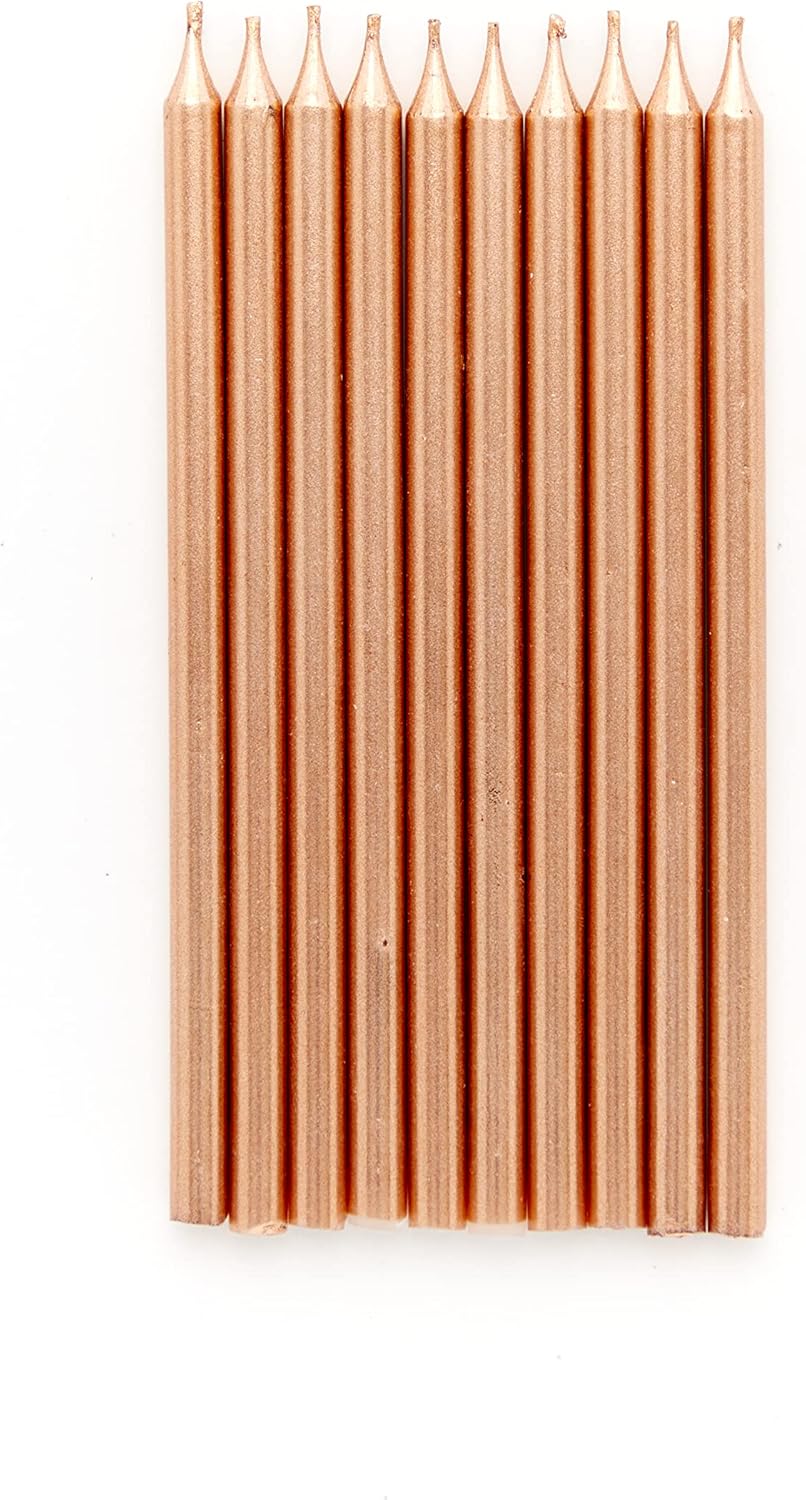 Amscan 9911570 Rose Gold Tall Skinny Cake Candles - 16cm, 10 Pack 4