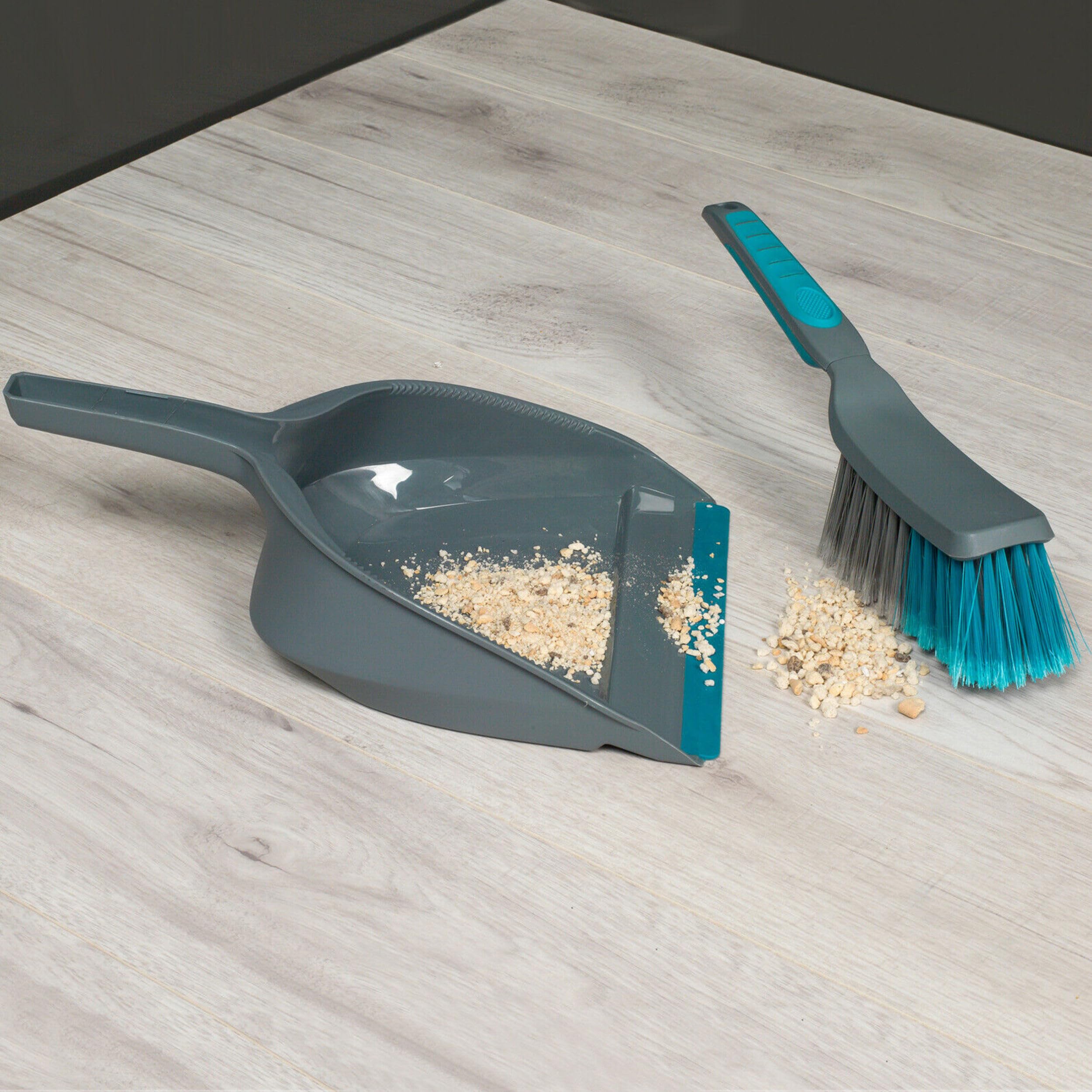 Beldray LA049254 Dustpan and Brush Set - Hardwearing Plastic for Floor Cleaning | Grey/Blue 3