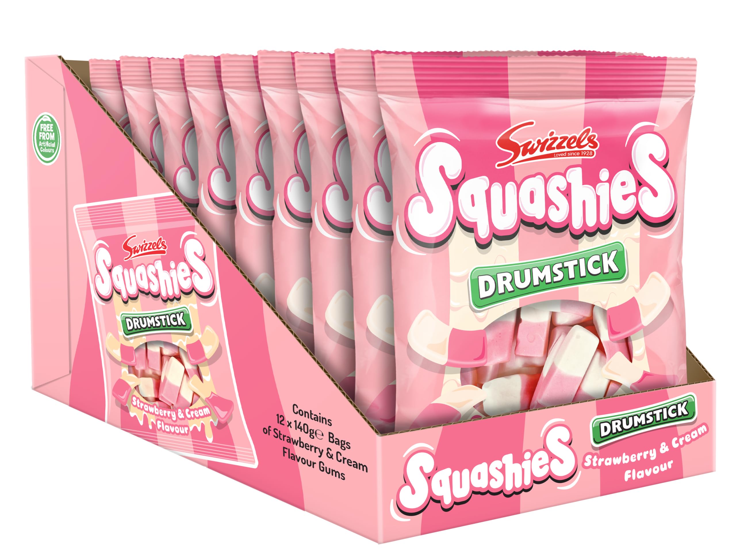 Swizzels Squashies Strawberry and Cream Flavour Sweets | 12 x 140g Bags