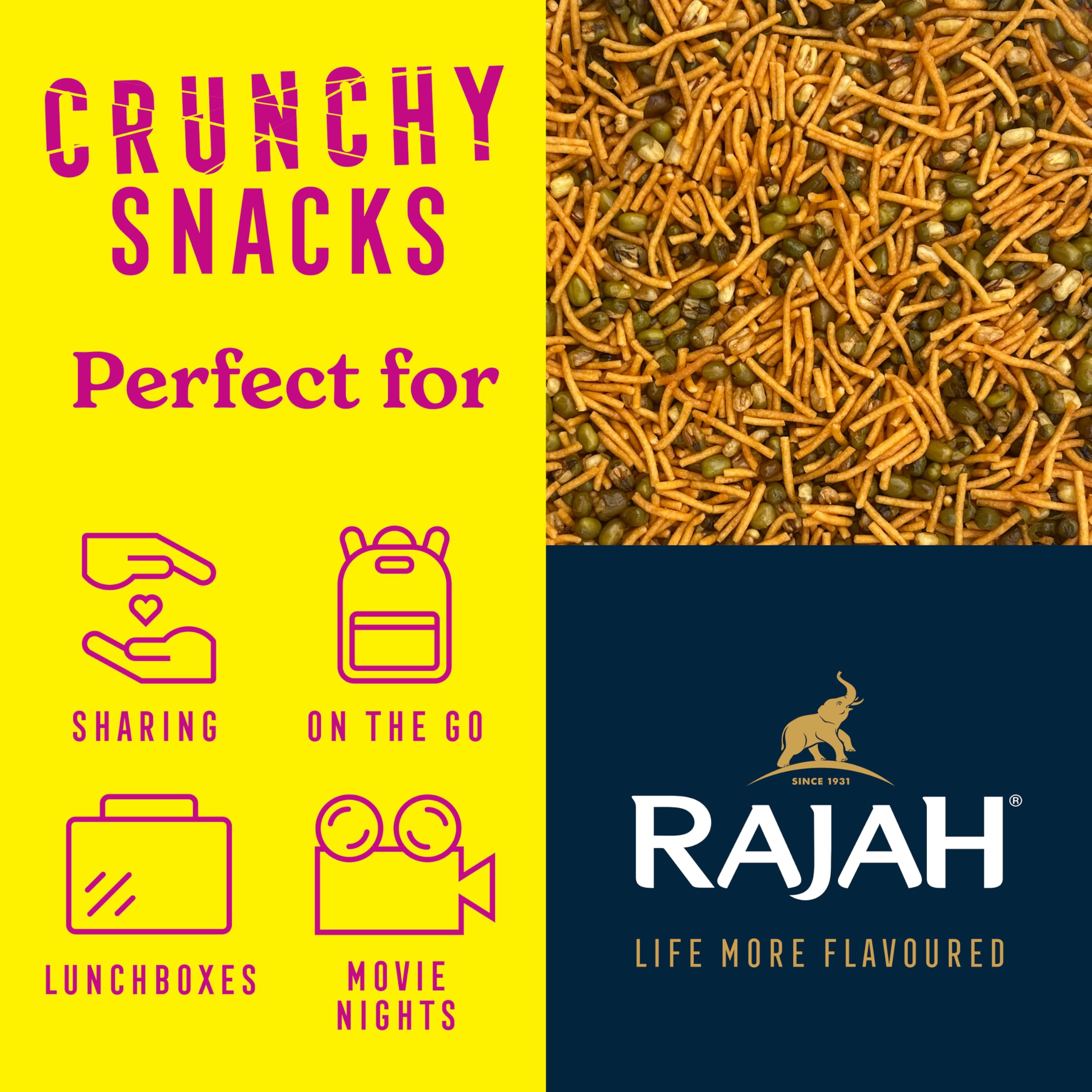 Rajah Sev and Moong Dal Mix 200g – Crunchy Indian Snack Blend with Peanuts, Lentils & Spices