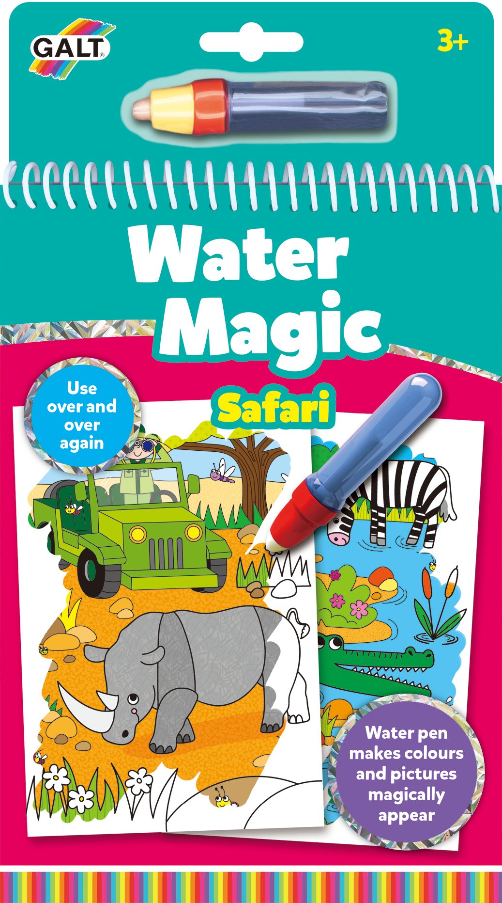 Galt Water Magic Safari Colouring Book | Mess-Free Reusable Activity for Ages 3+