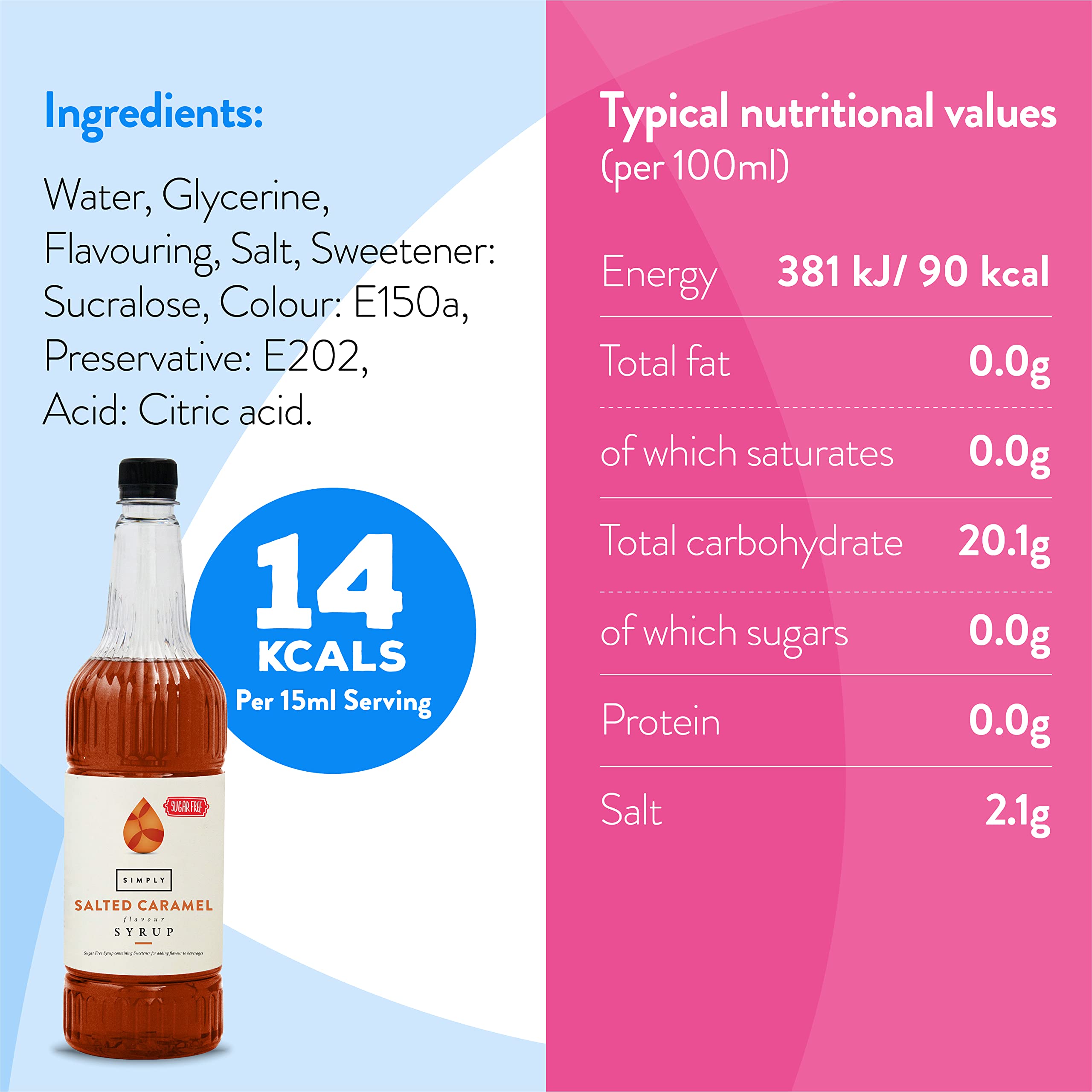 Einfach zuckerfreier gesalzener Karamellsirup – kalorienarmer, veganer und nussfreier aromatisierter Sirup für Kaffee, Cocktails und Backen (1 Liter)