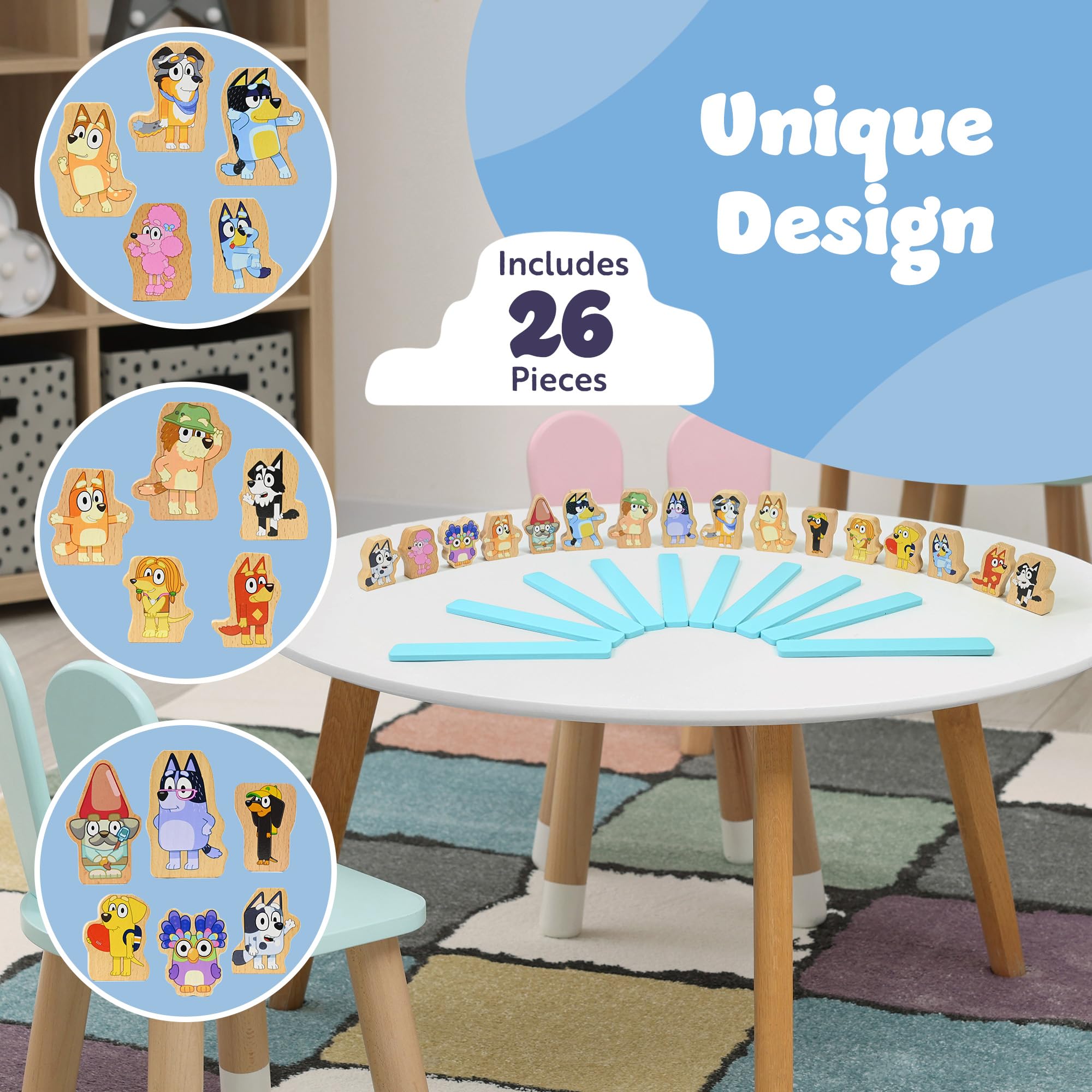 Bluey Wooden Stacking Game - Balancing Toy with 16 Characters for Kids 3+ 10
