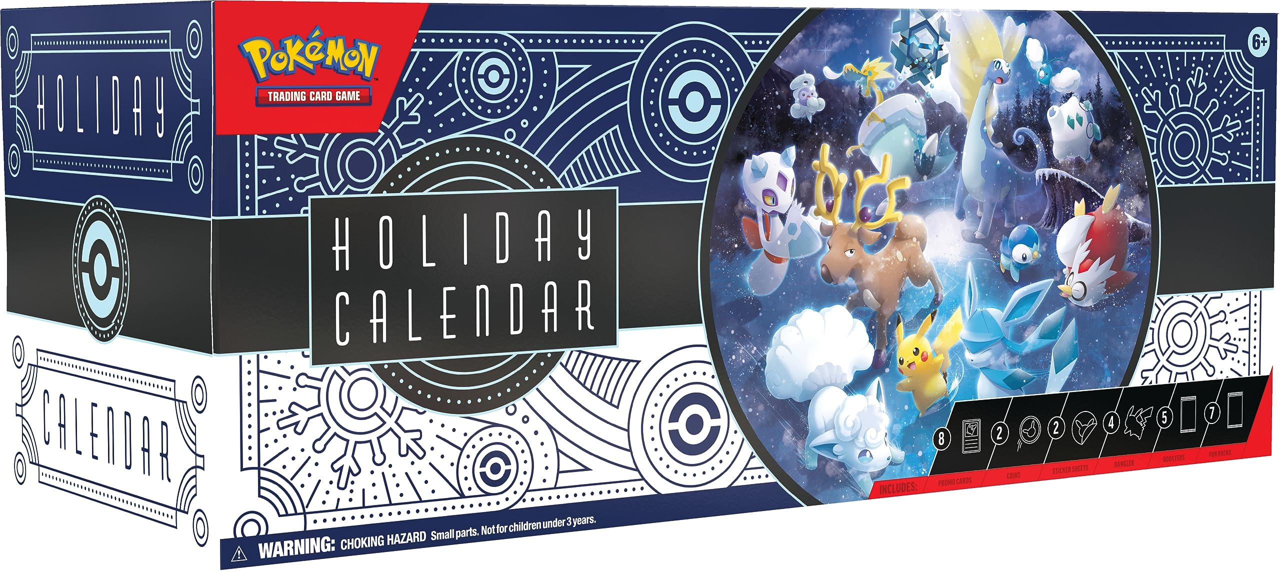 Pokémon-Sammelkartenspiel: Feiertagskalender – 25-Tage-Countdown mit 8 Folien-Promokarten, 5 Boosterpacks und mehr