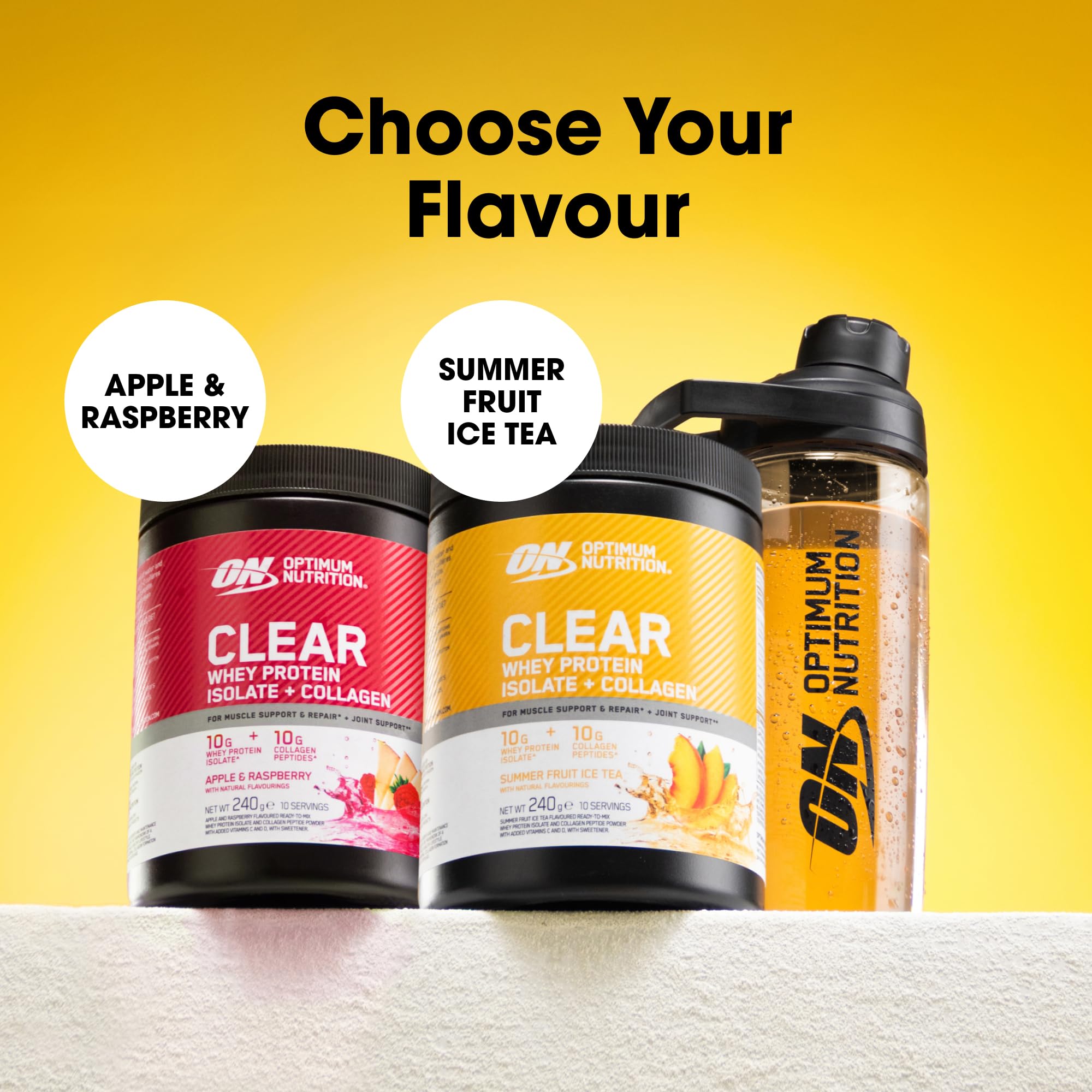 Optimum Nutrition Clear Whey + Collagen Summer Fruit Ice Tea Flavour 240g 18