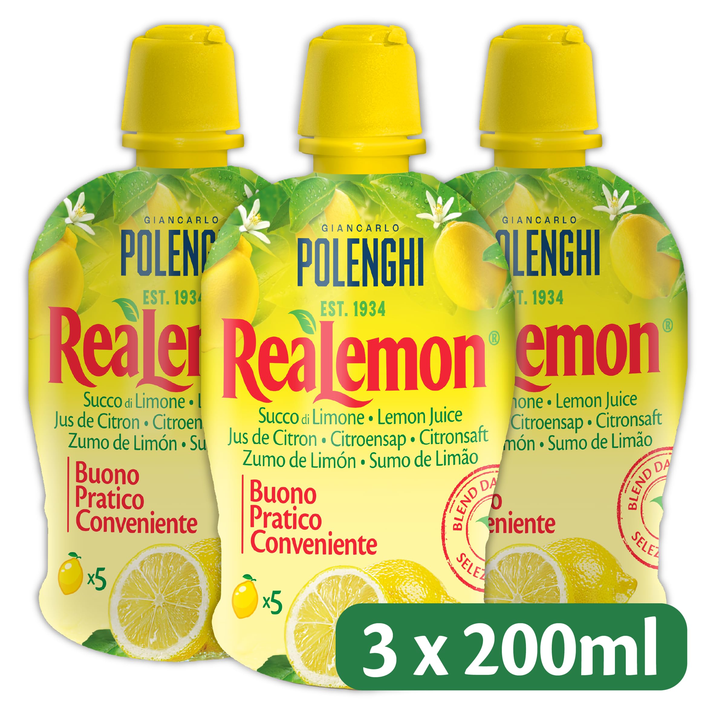 Polenghi Lazy Lemon Juice - 100% Italian Lemons 3 x 200ml