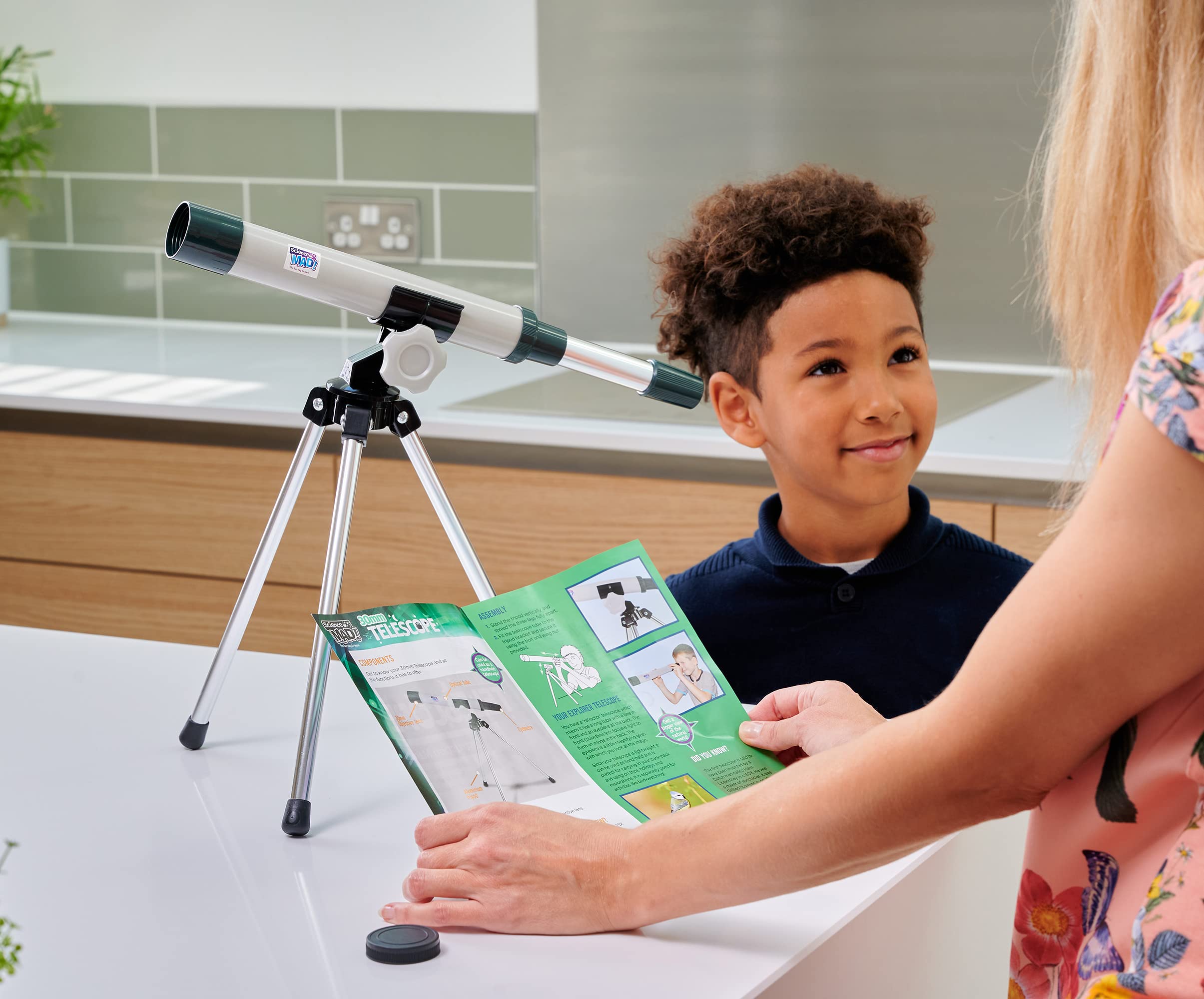 Science Mad 30mm Telescope for Kids - 15x Magnification Starter Scope with Tripod | Ages 6+ 8