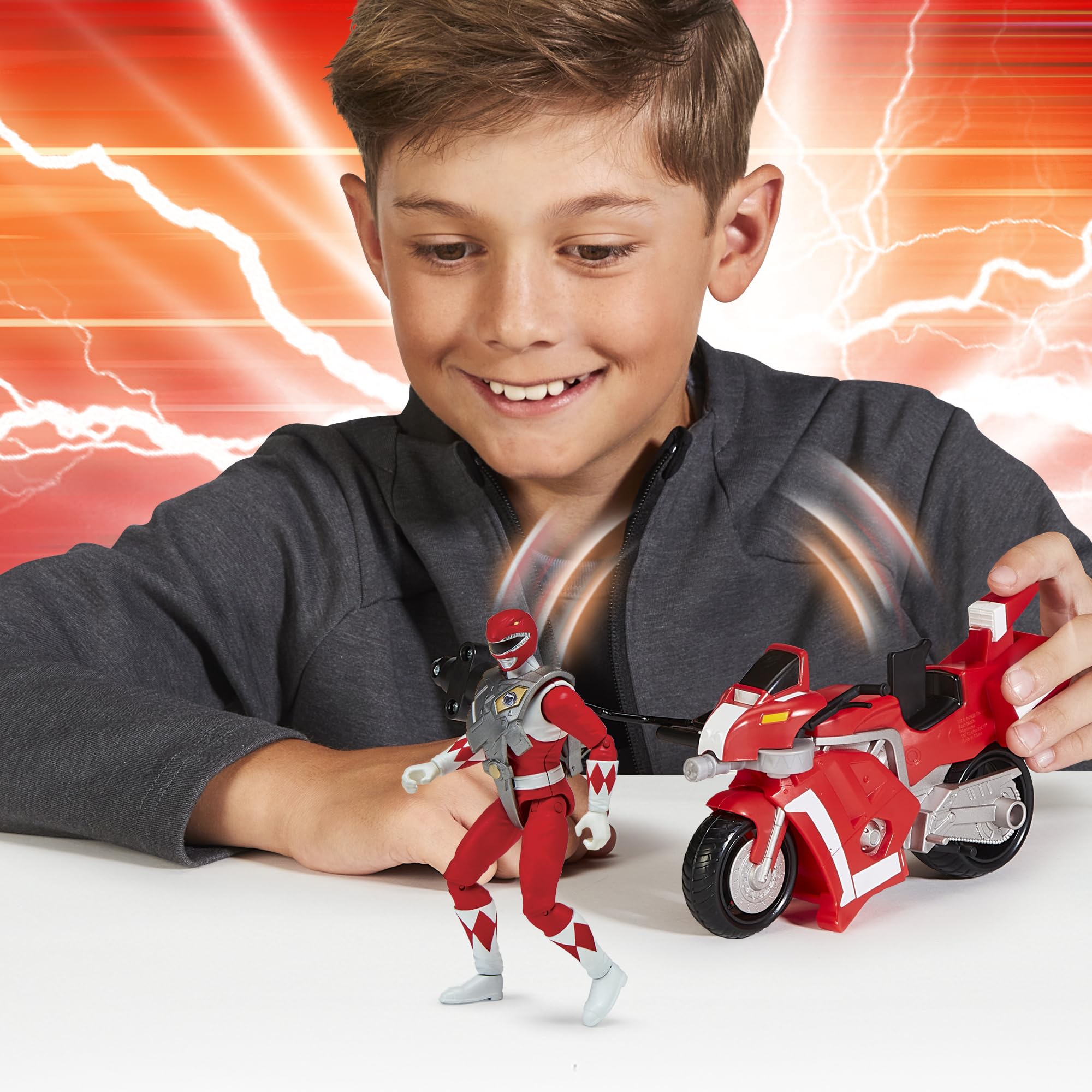 Playmates Power Rangers Mighty Morphin Re-Ignition Tyrannosaurus Battle Bike with Red Ranger Figure 2