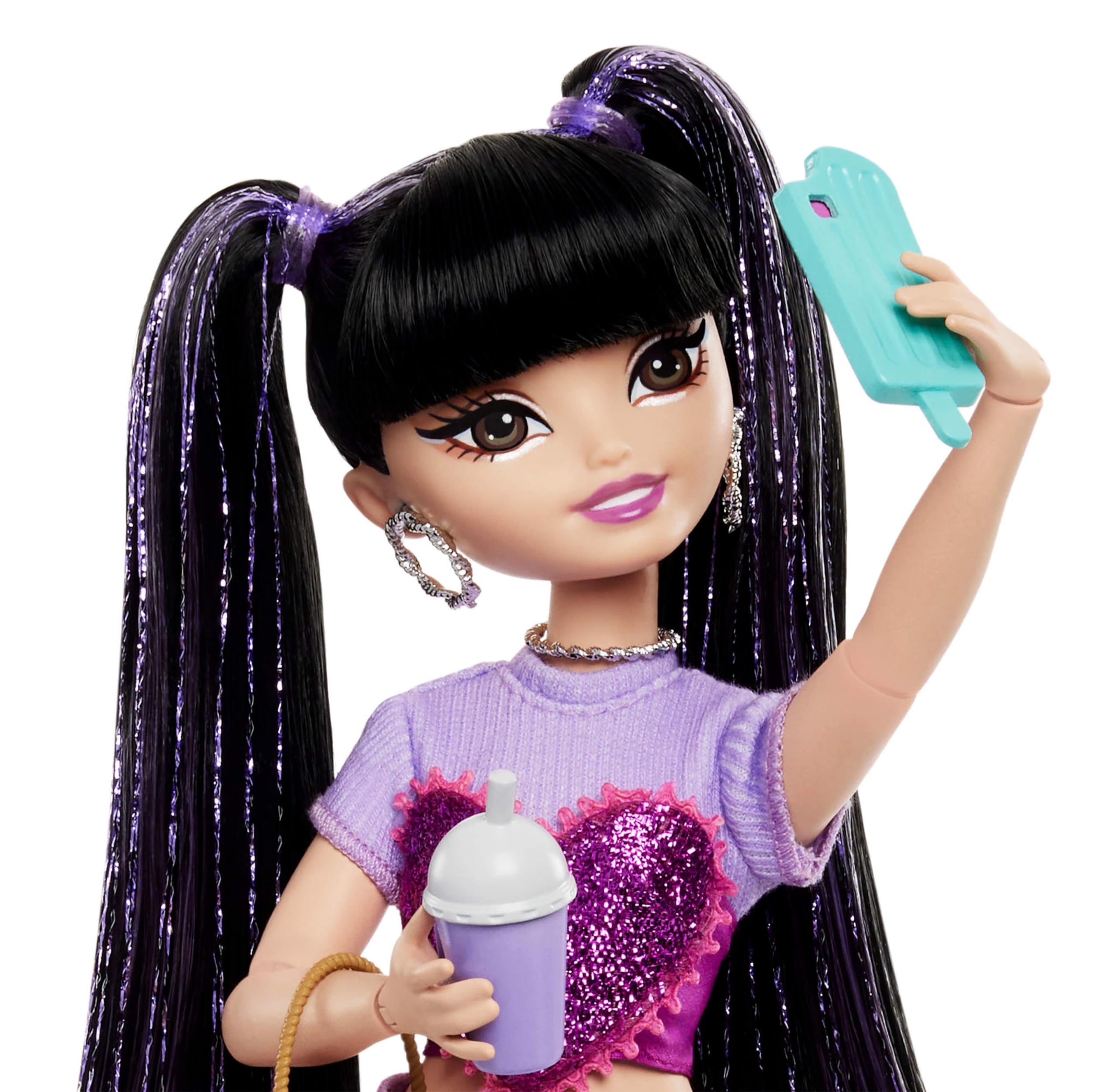 Barbie Dream Besties Renee Doll & Food-Themed Playset - 12-Piece Set with Laptop, Pizza, Smoothie & More 3
