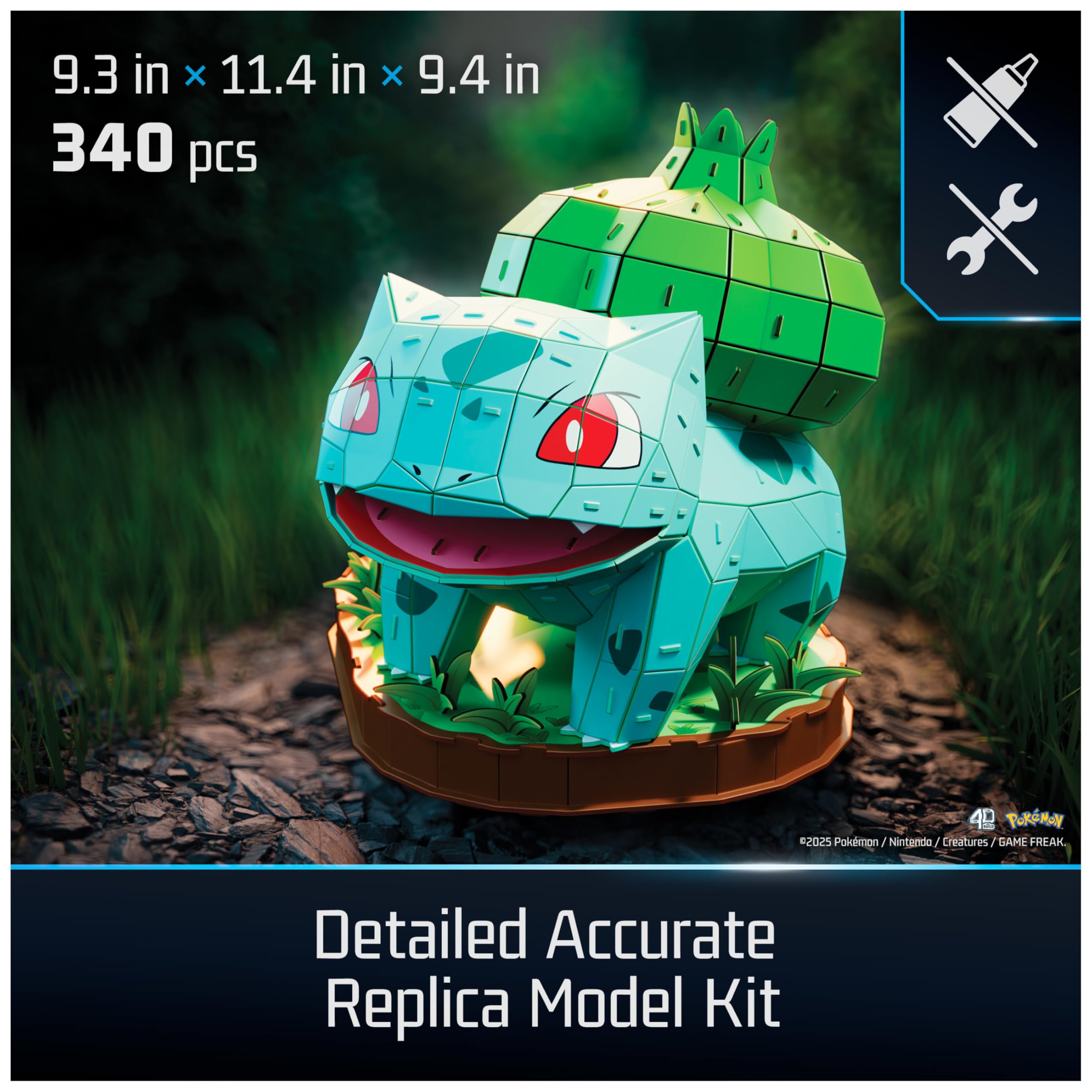 4D Build Pokémon Bulbasaur 3D Model Kit - 195-Piece Puzzle for Ages 12+