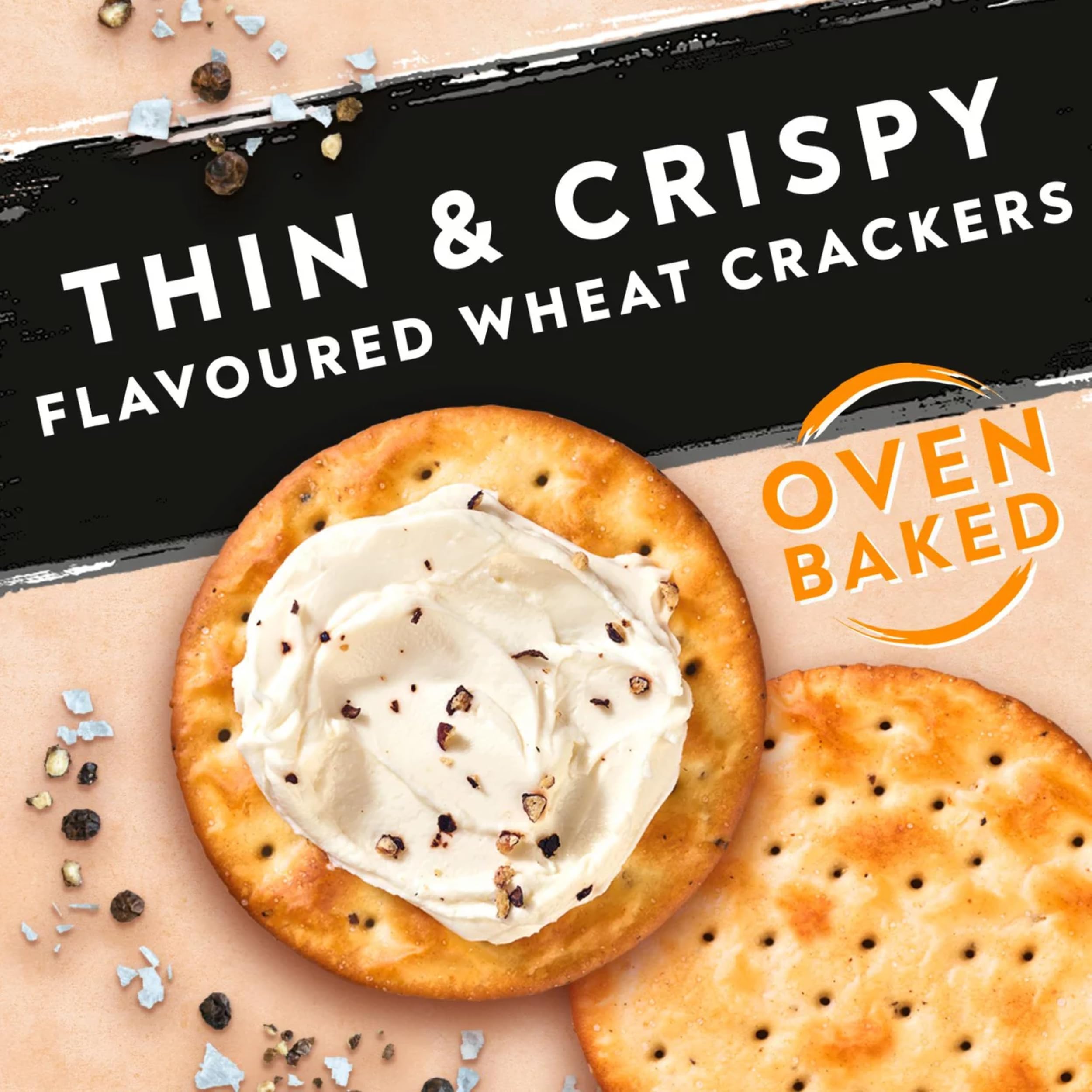 Jacob's Savours Bakes Salt and Cracked Black Pepper Crackers, 200g 6