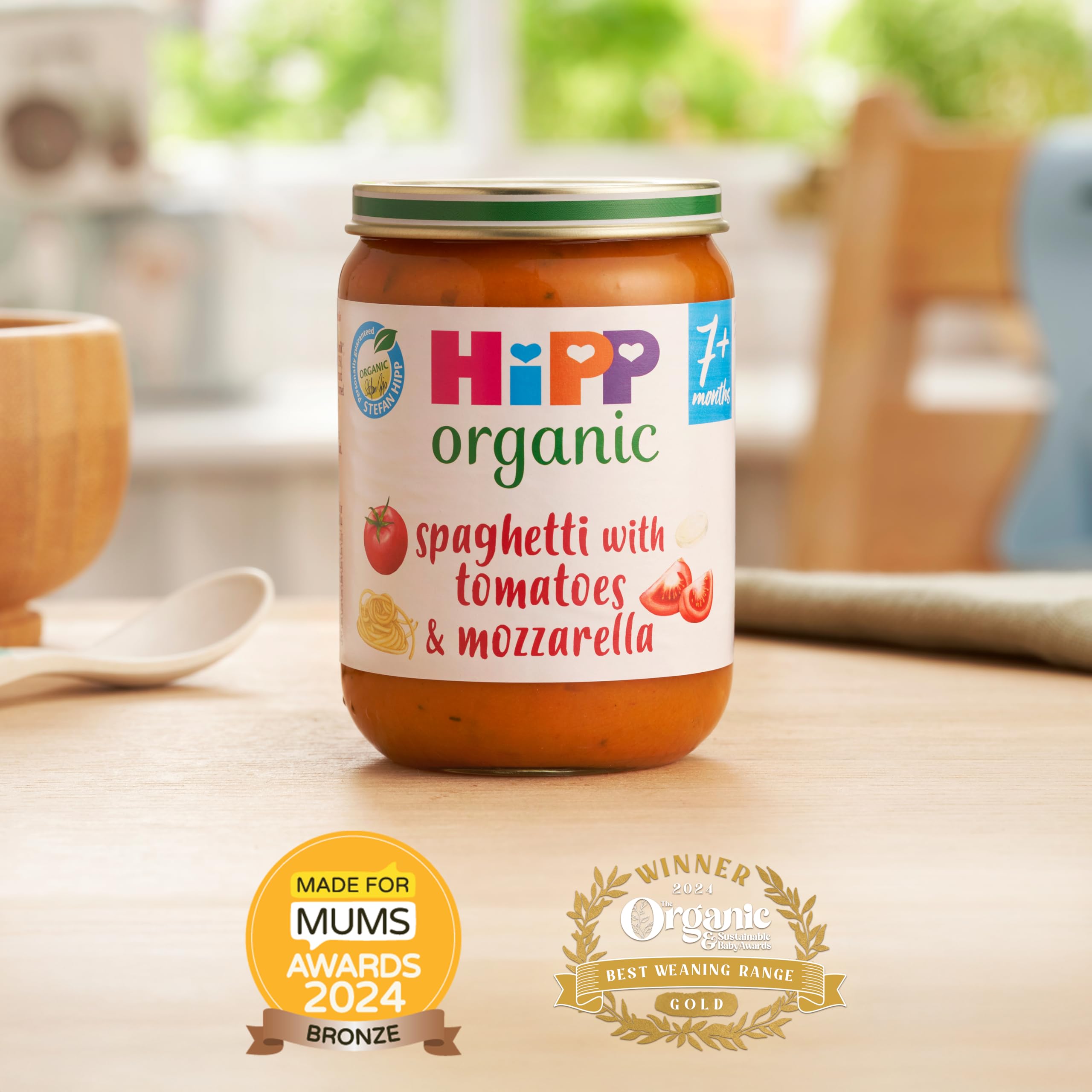 HiPP Organic Spaghetti with Tomatoes & Mozzarella Baby Food Jar | 6 Pack, 7+ Months