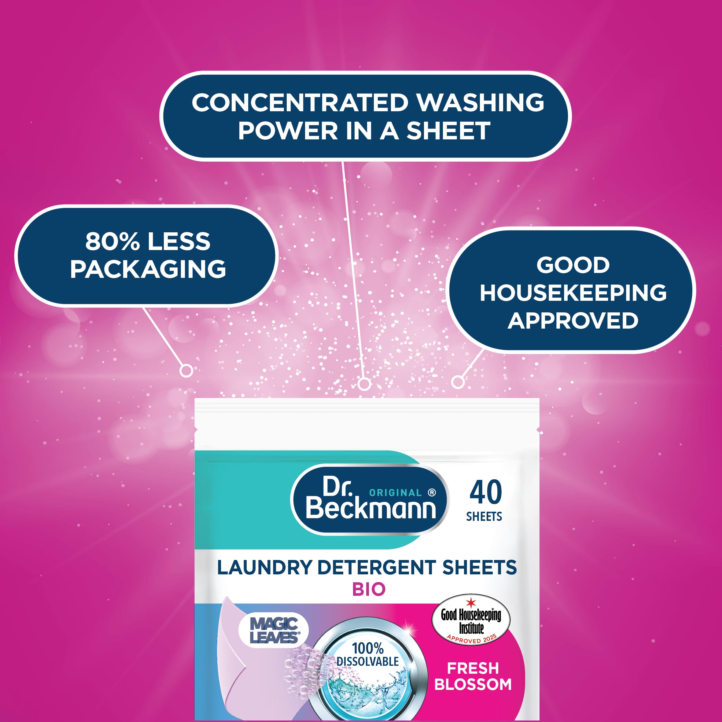 Dr. Beckmann MAGIC LEAVES BIO Laundry Detergent Sheets | Deep Clean & Revived Colours | Pack of 1