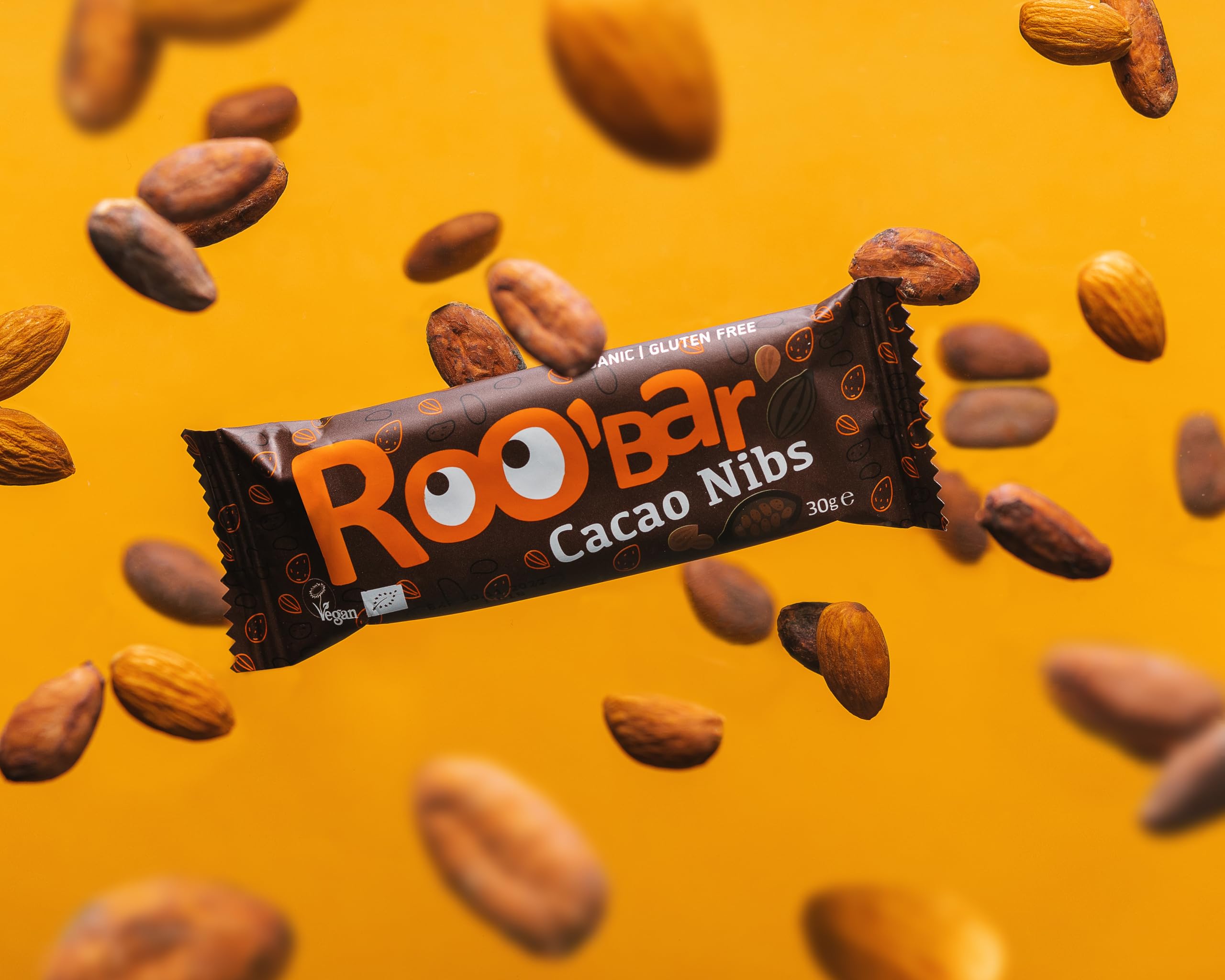 ROOBAR Cacao Nibs Raw Bar - 12 Count Pack | Organic, Vegan, Gluten Free Energy Boost 4