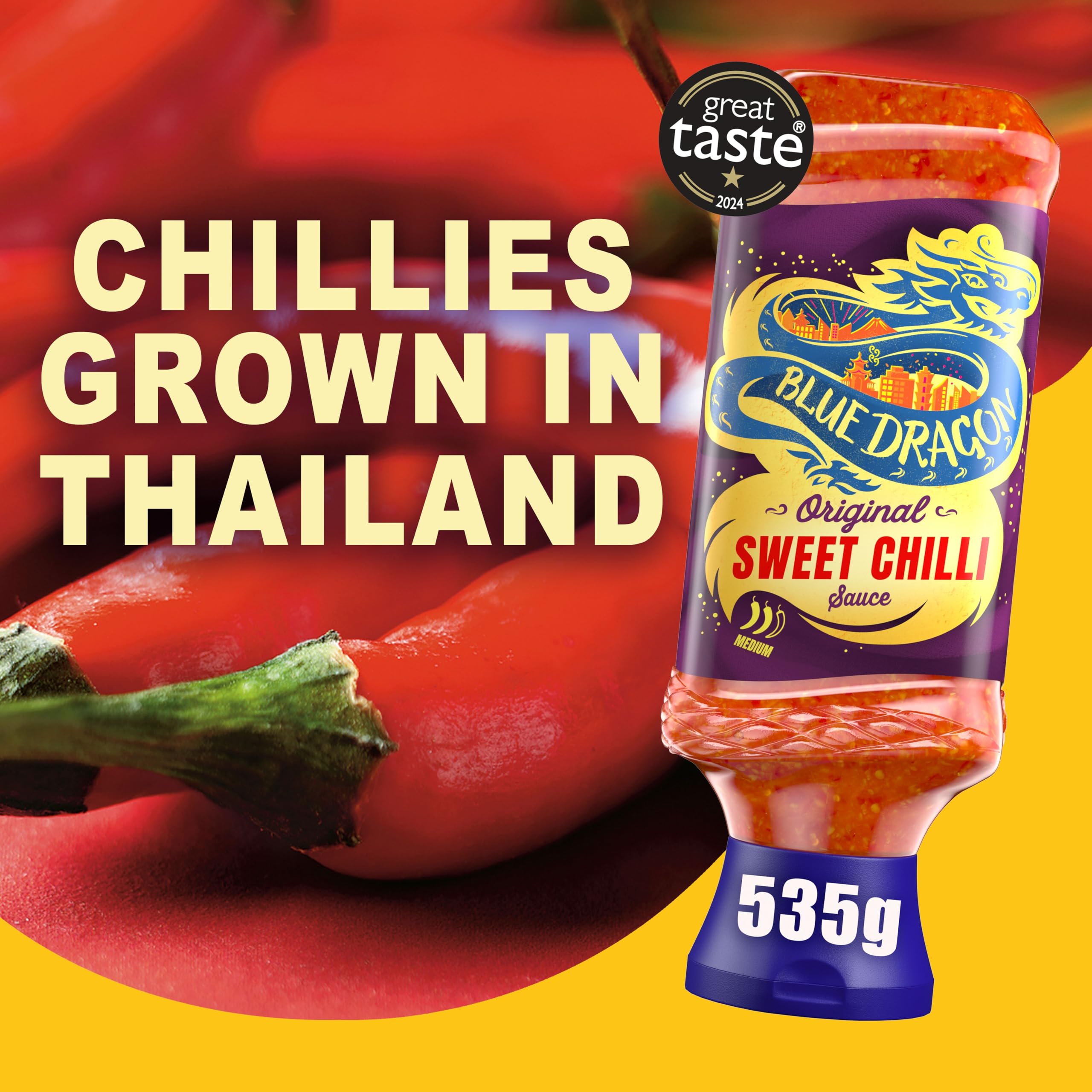 Blue Dragon Thai Sweet Chilli Dipping Sauce - Medium Heat | 535g | Vegan Friendly