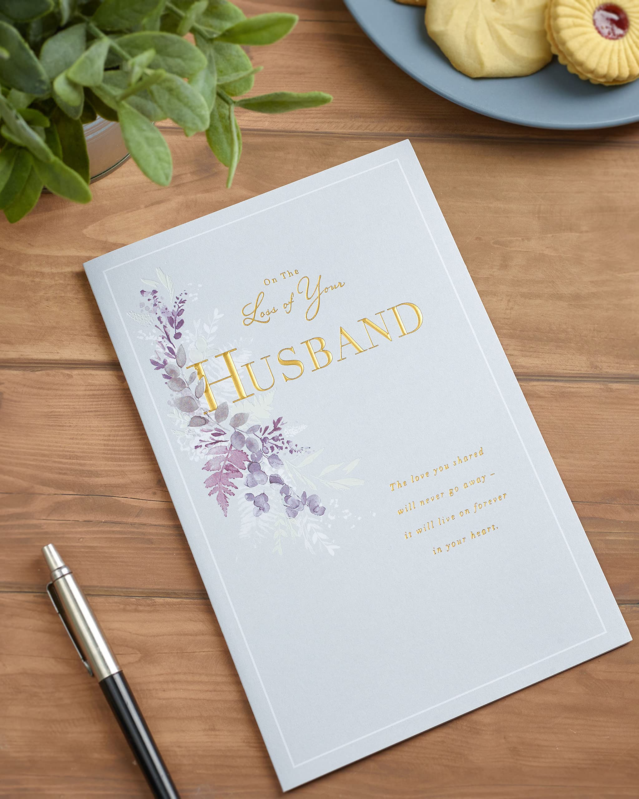 UK Greetings Sympathy Card for Loss of Husband | Metallic Gold Detail | FSC Certified | 21 x 13.7 cm