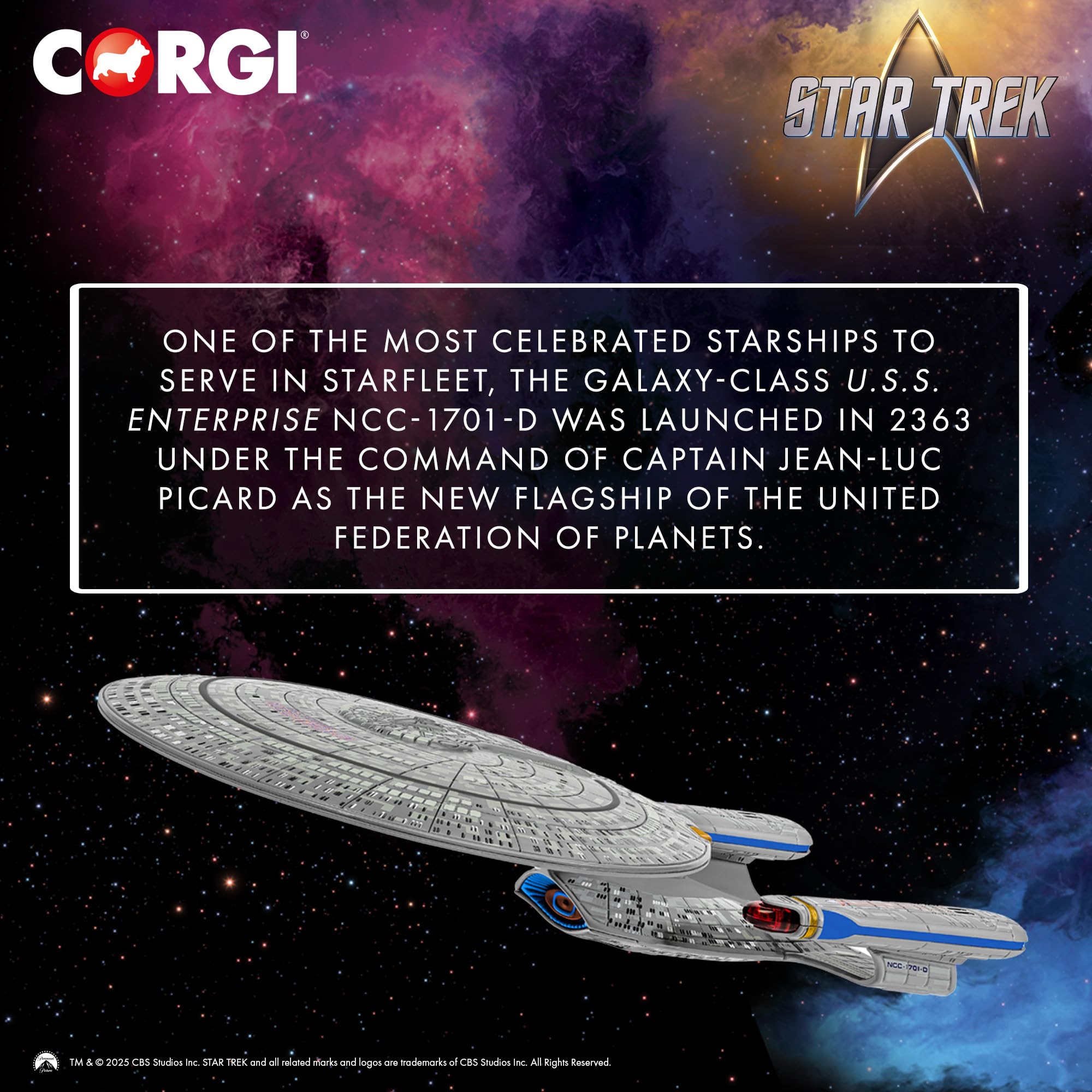 Corgi Diecast USS Enterprise NCC-1701-D Star Trek Spaceship Model - Collectible Sci-Fi Space Craft for Adults