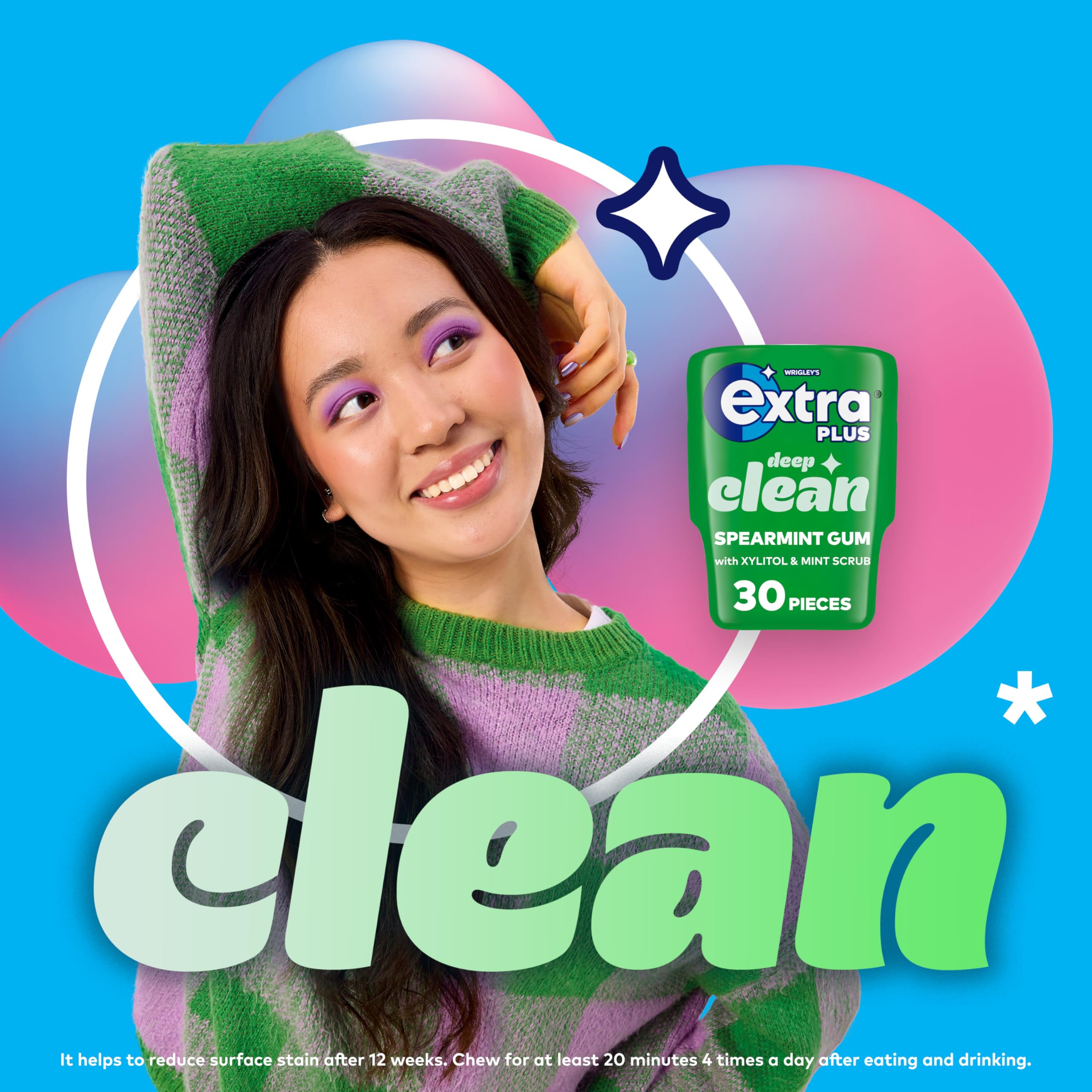 WRIGLEY'S EXTRA Deep Clean Mint Scrub Sugar Free Chewing Gum - 30 Pieces Bottle 4