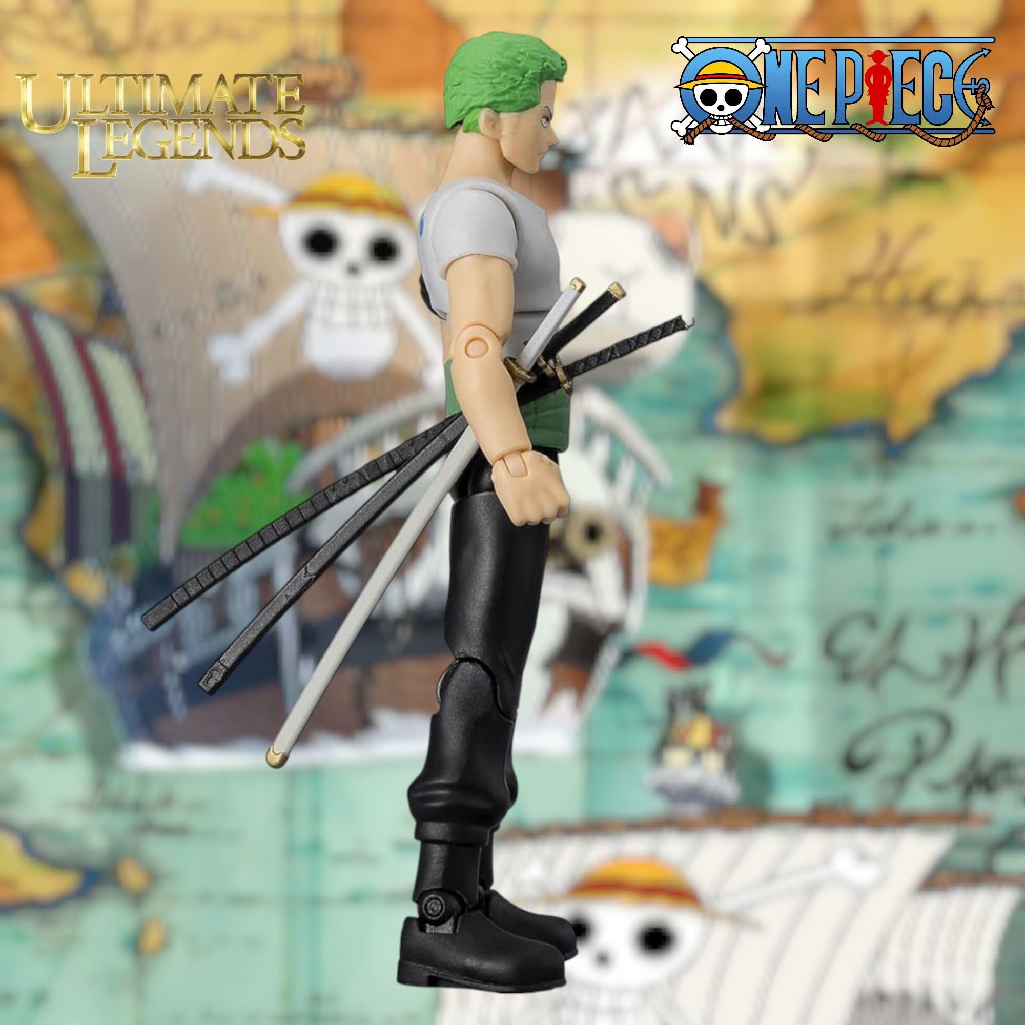 BANDAI Ultimate Legends Zoro Action Figure - 12.5cm Posable Anime Figure with 3 Swords 13