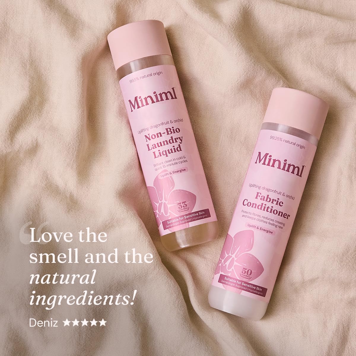 Miniml Laundry Liquid Detergent - 1L Pink Dragonfruit & Orchid Scent | Non Bio | Plant Powered 7