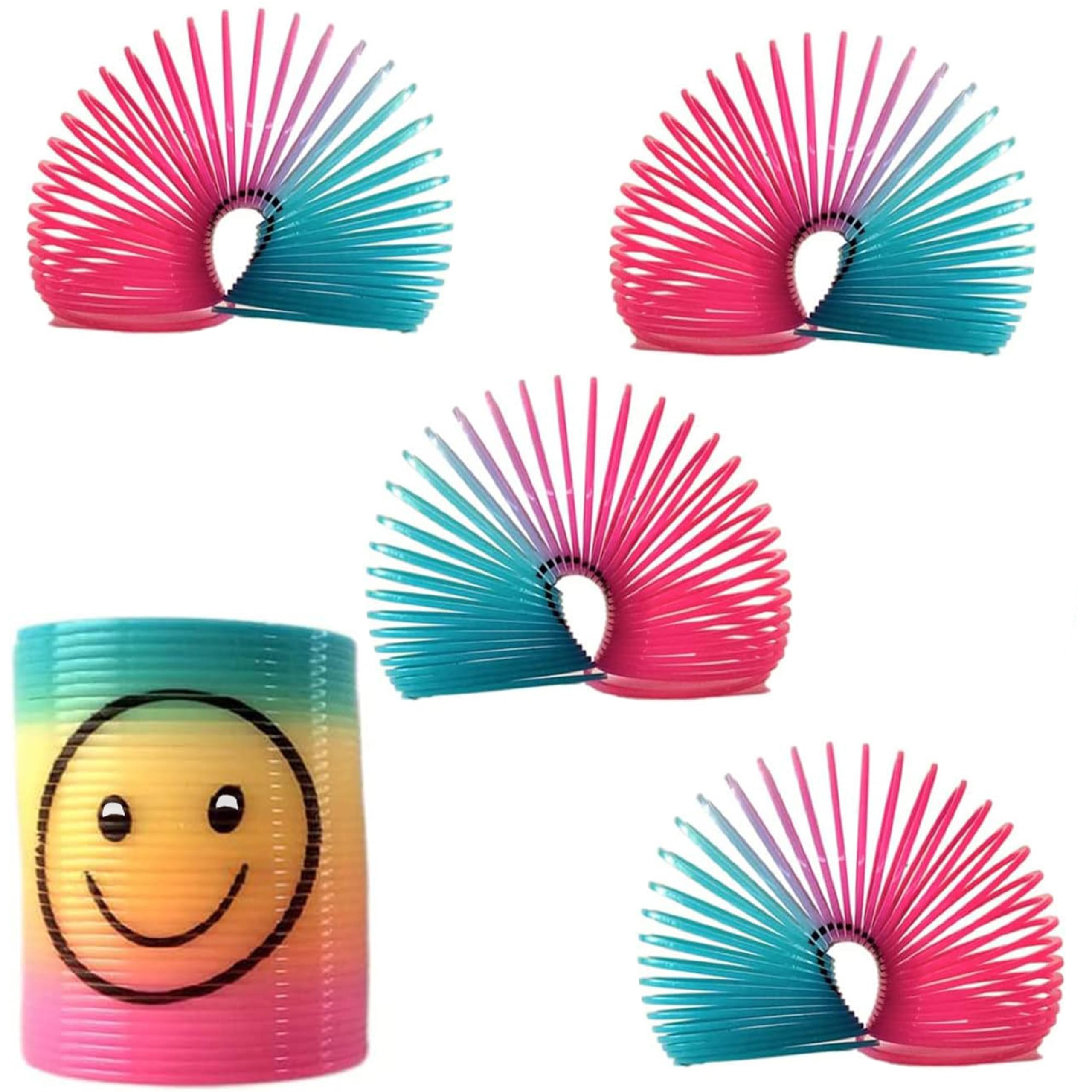 SHATCHI 24Pcs Rainbow Smile Face Springs - Stretches Up To 1 Meter | Plastic Wind-Up Toy 4