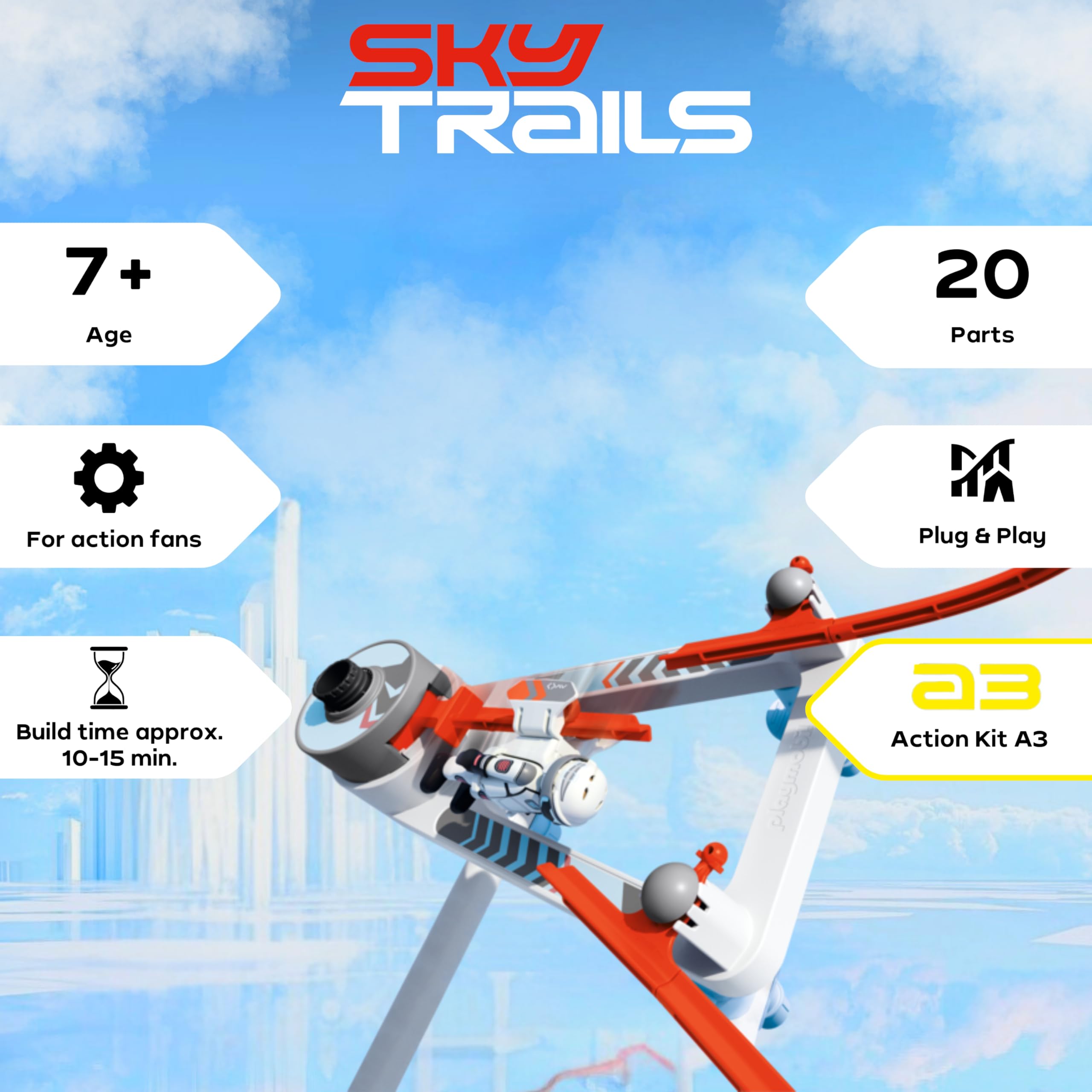 Sky Trails Flip Rail - Action Building Toy for Dynamic Racing Routes