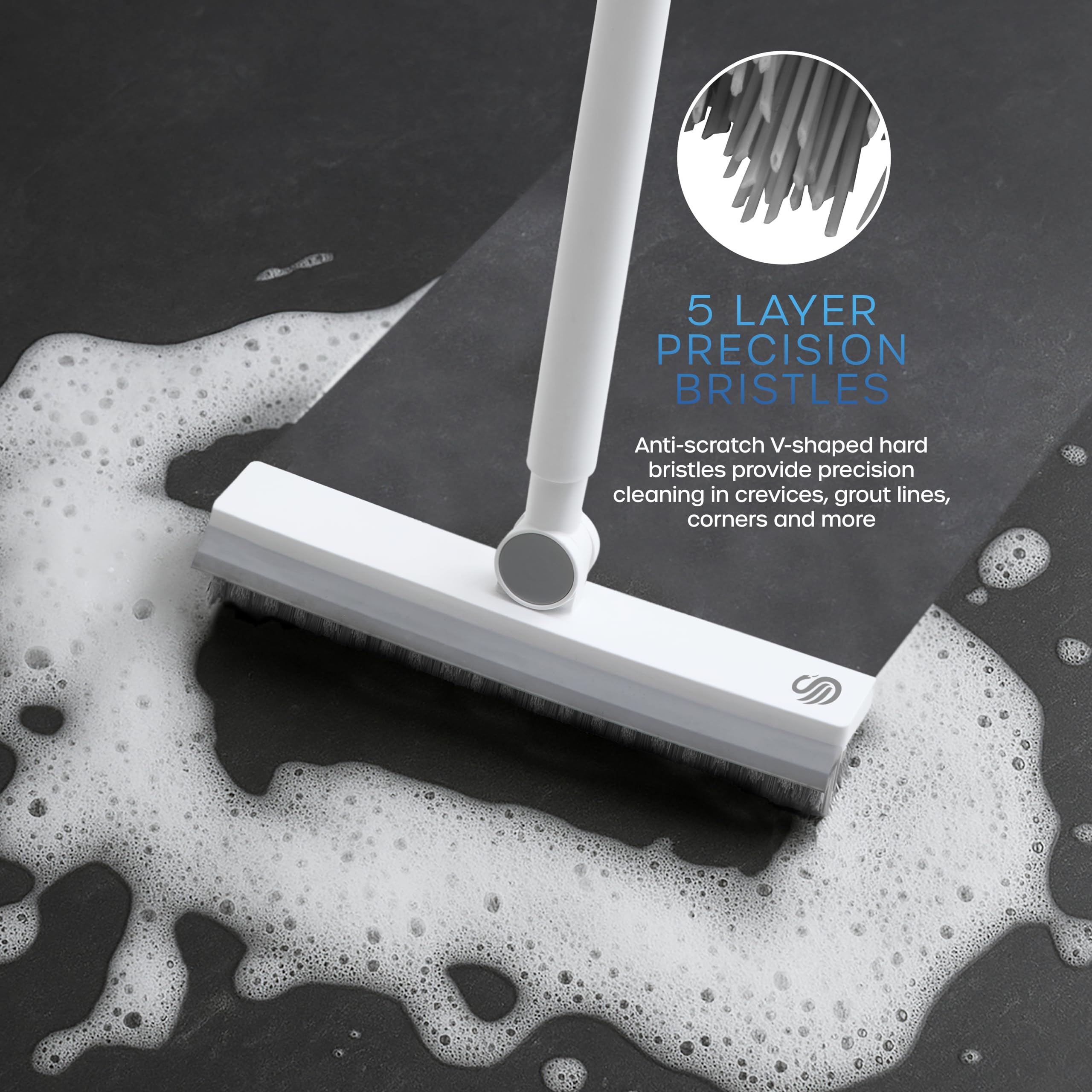 Swan Elevate Angled Floor Scrubbing Brush with Squeegee | 180° Pivoting Head | 5 Layer Bristles 3