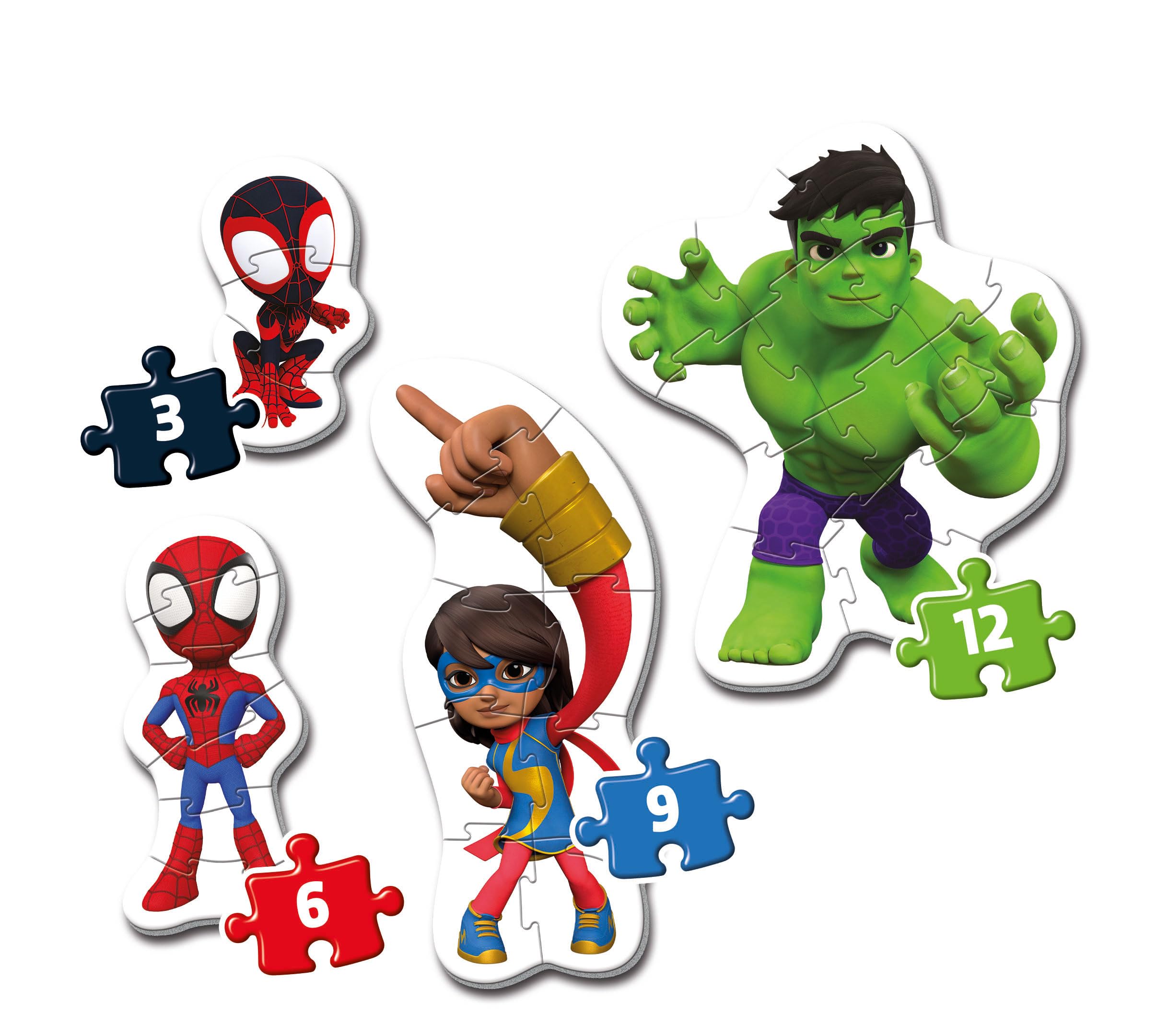 Clementoni Marvel Spidey And His Amazing Friends Jigsaw Puzzle Set 20836 | 3, 6, 9, 12 Pieces | Ages 2+