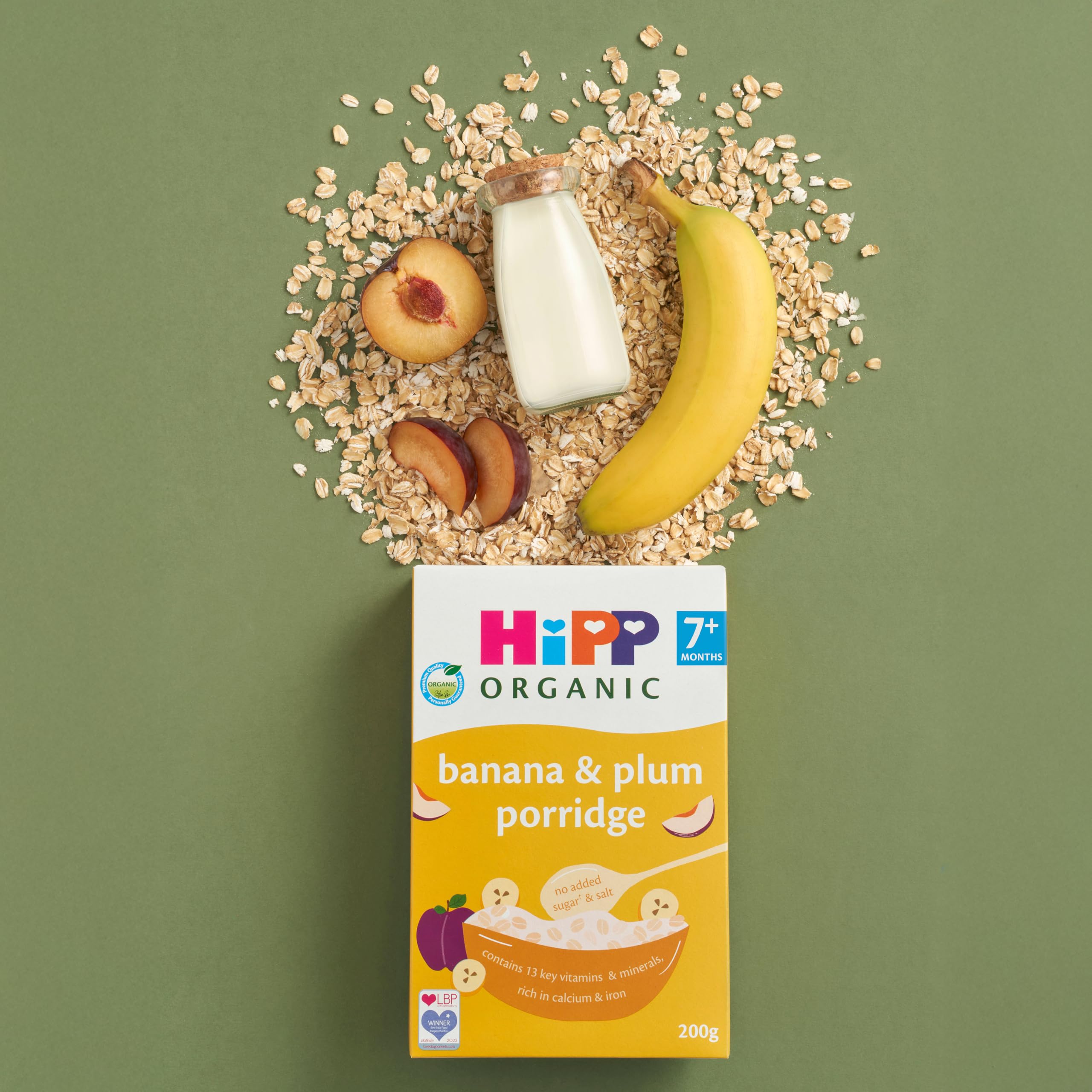 HiPP Organic Banana & Plum Porridge - 7+ Months, 200g (Pack of 4) | Rich in Iron & Calcium 3