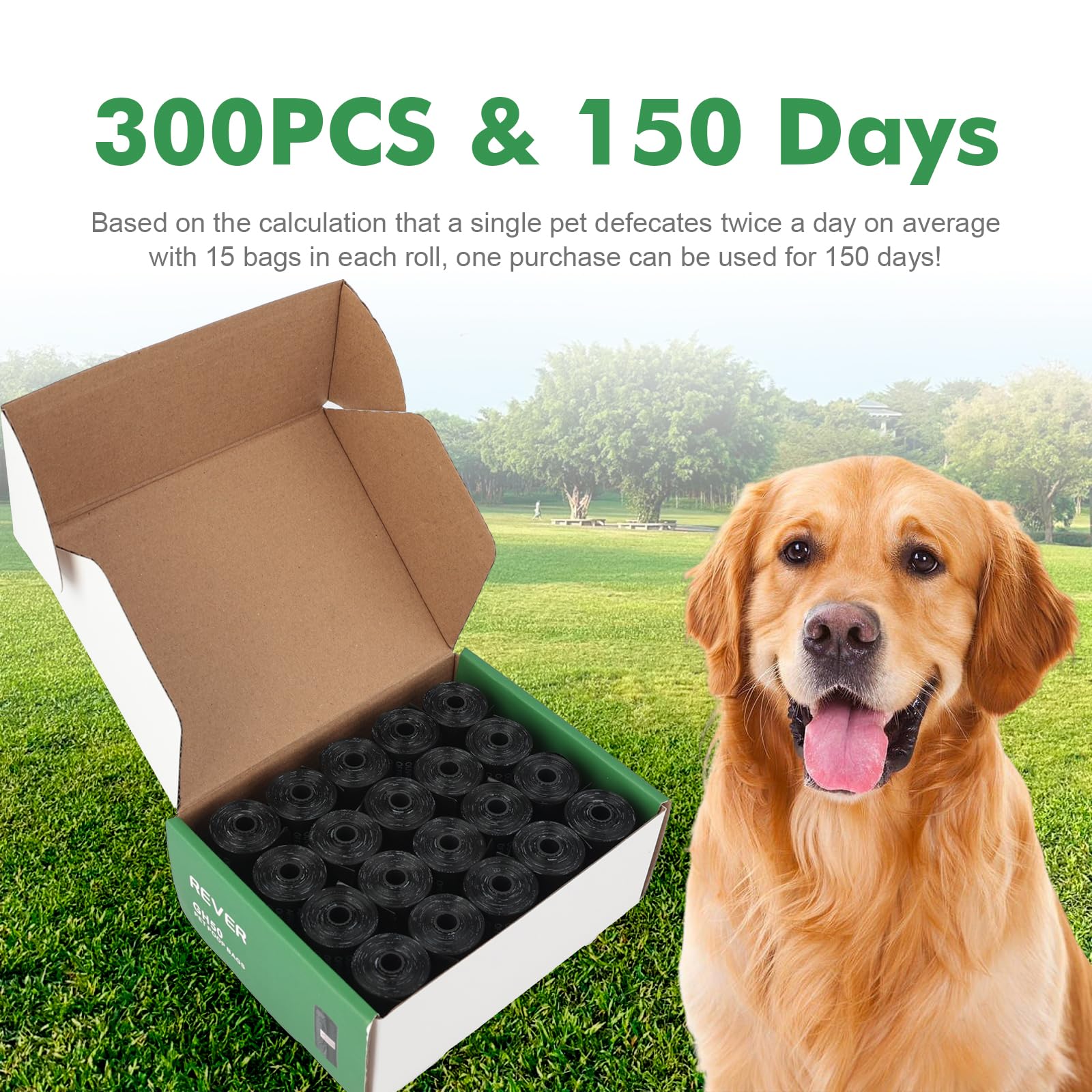 REVER GH50 Unscented Dog Poop Bags - 300 Extra Thick Bags, Black, PE Material 6