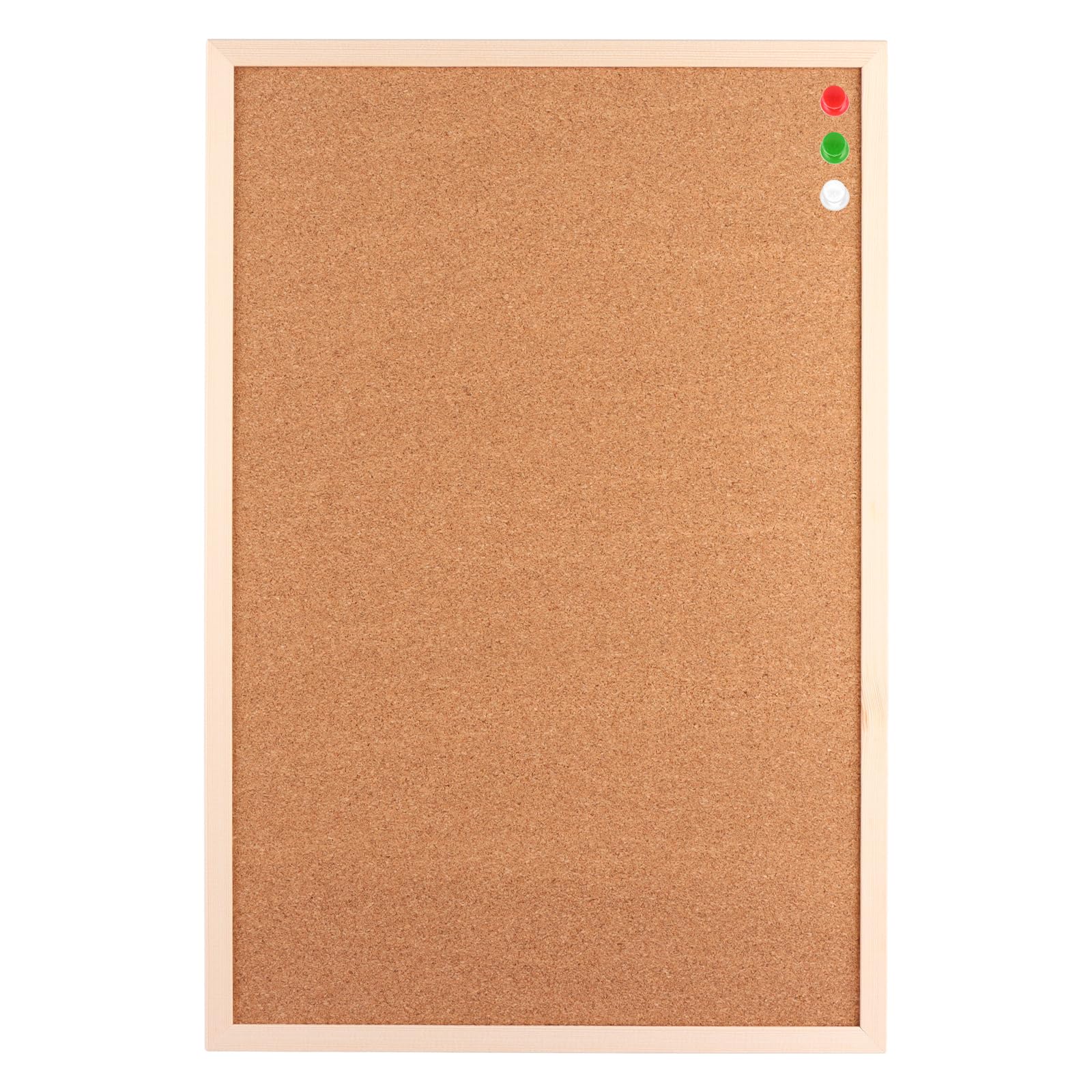ASelected Cork Bulletin Board - 60 x 40 cm Natural Wood Frame | Wall Mountable | Includes Pins