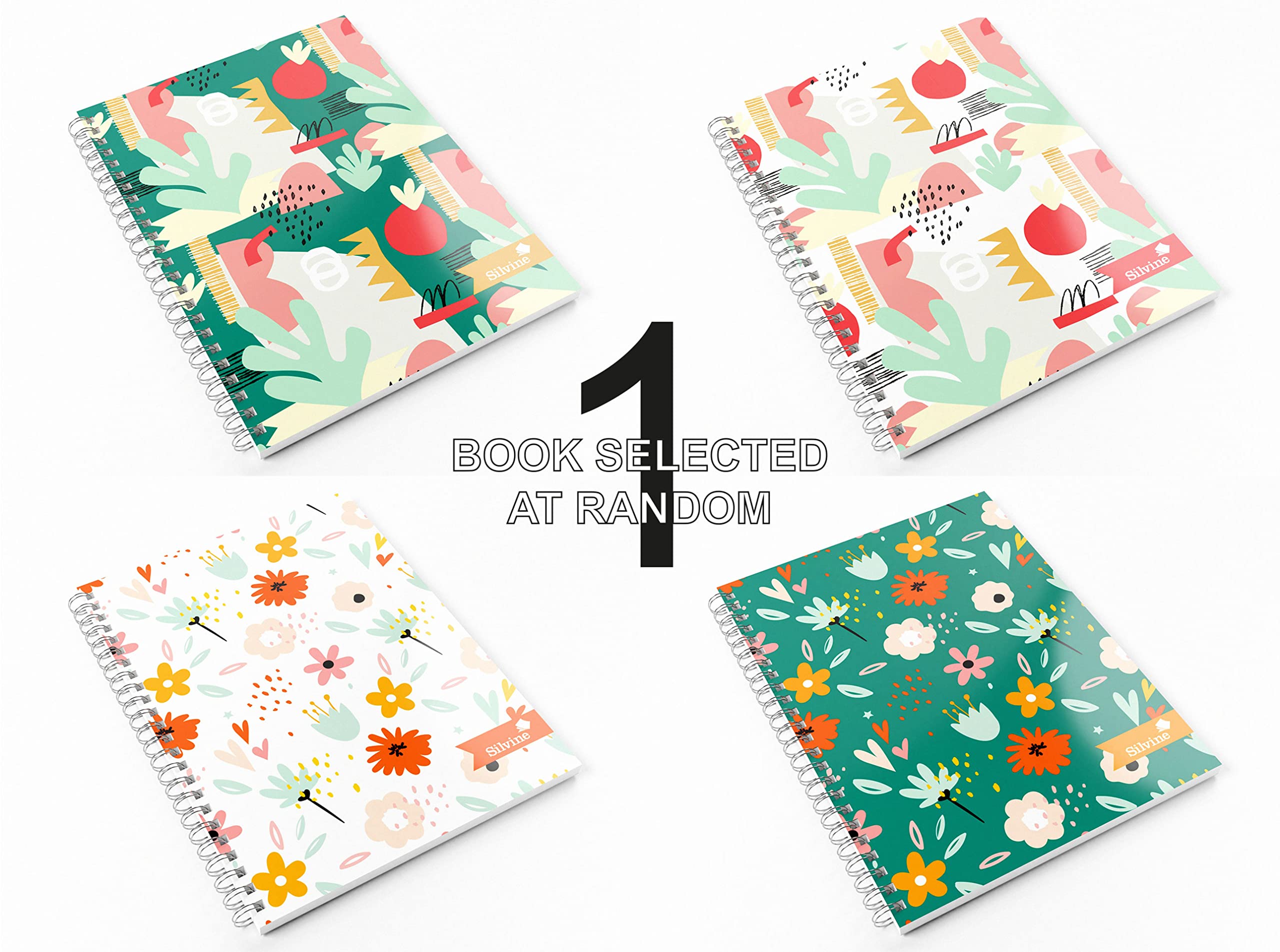 Silvine A5 Wirebound Notebook - 160 Page Feint Ruled with Perforated Pages | Assorted Designs