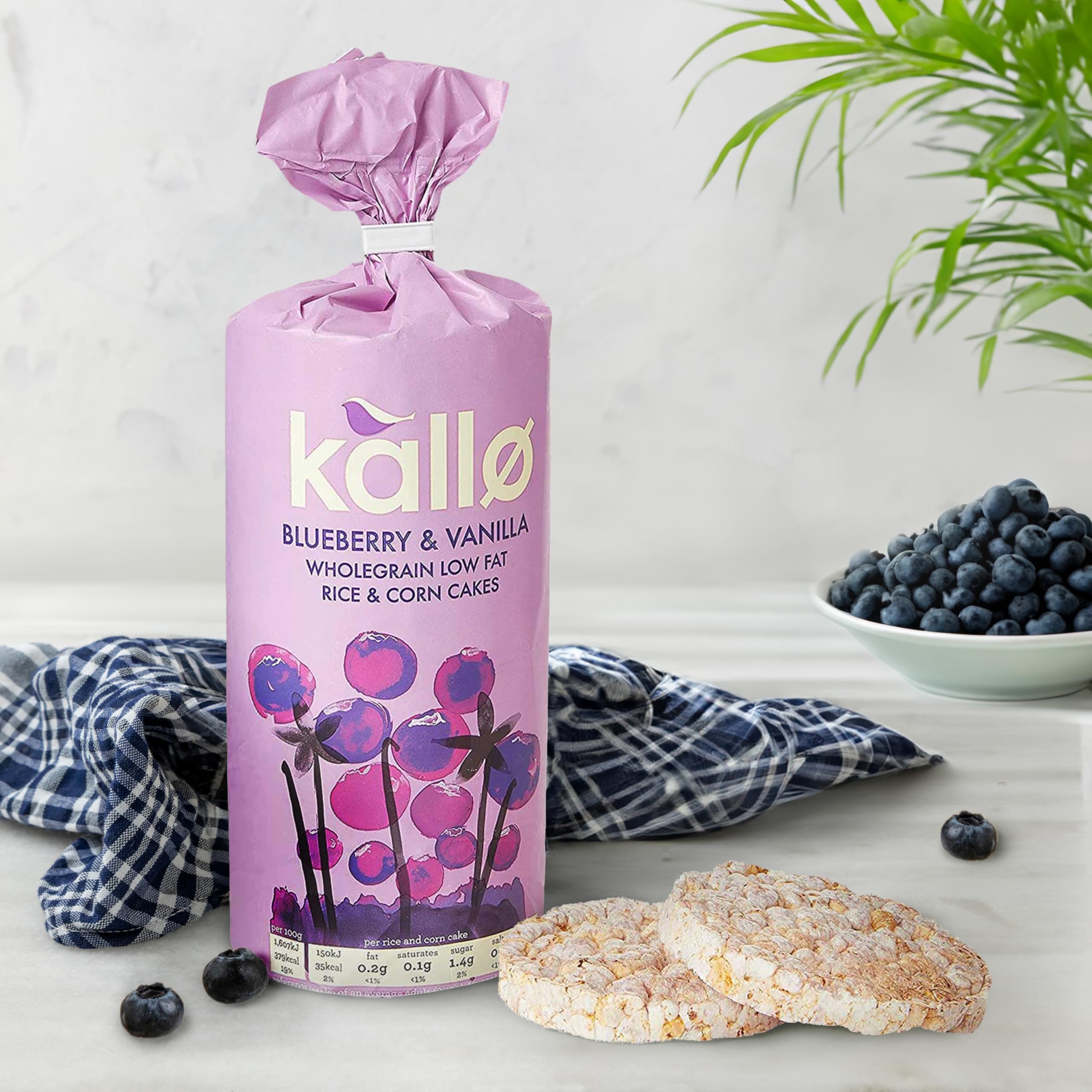 Kallo Blueberry & Vanilla Wholegrain Rice & Corn Cakes - Low Fat | Gluten Free | Vegan | 131g 7