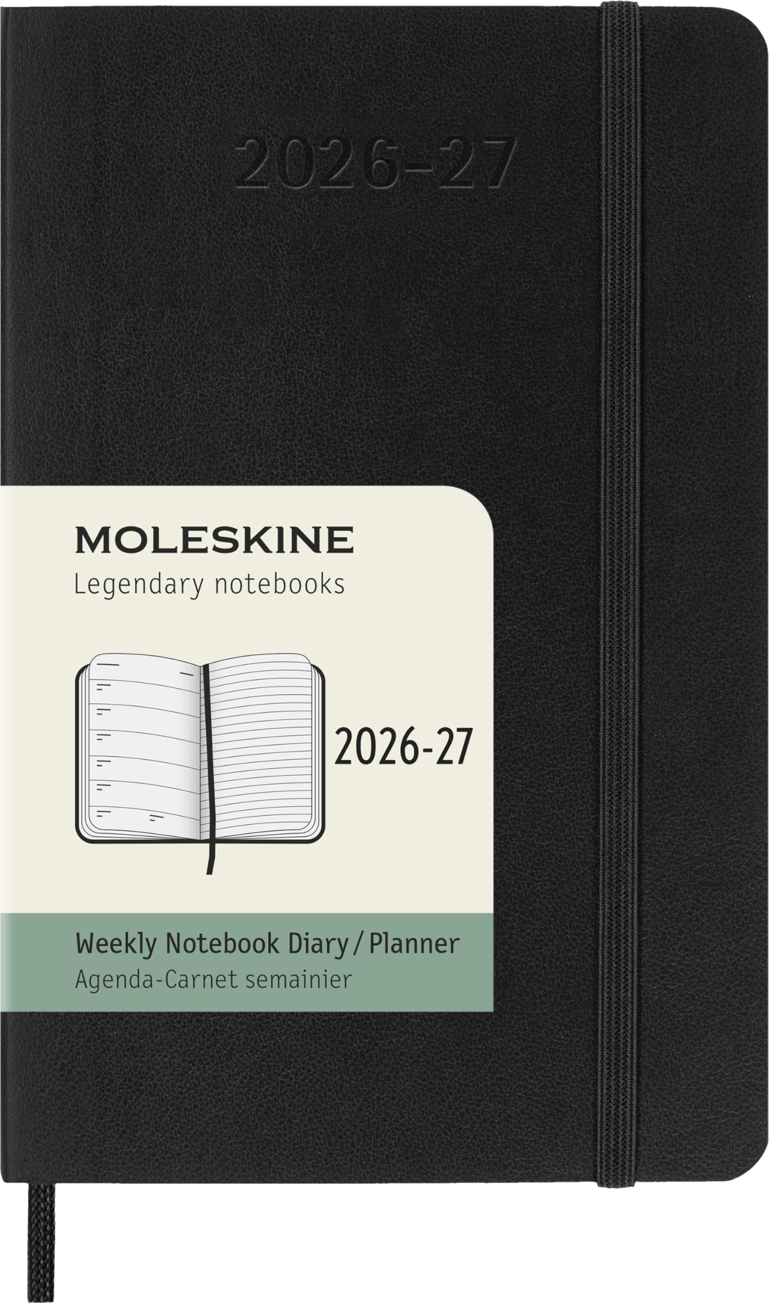 Moleskine Weekly Planner 2026-2027 18-Month Organizer | Pocket Size 9x14cm | Black | Flexibound