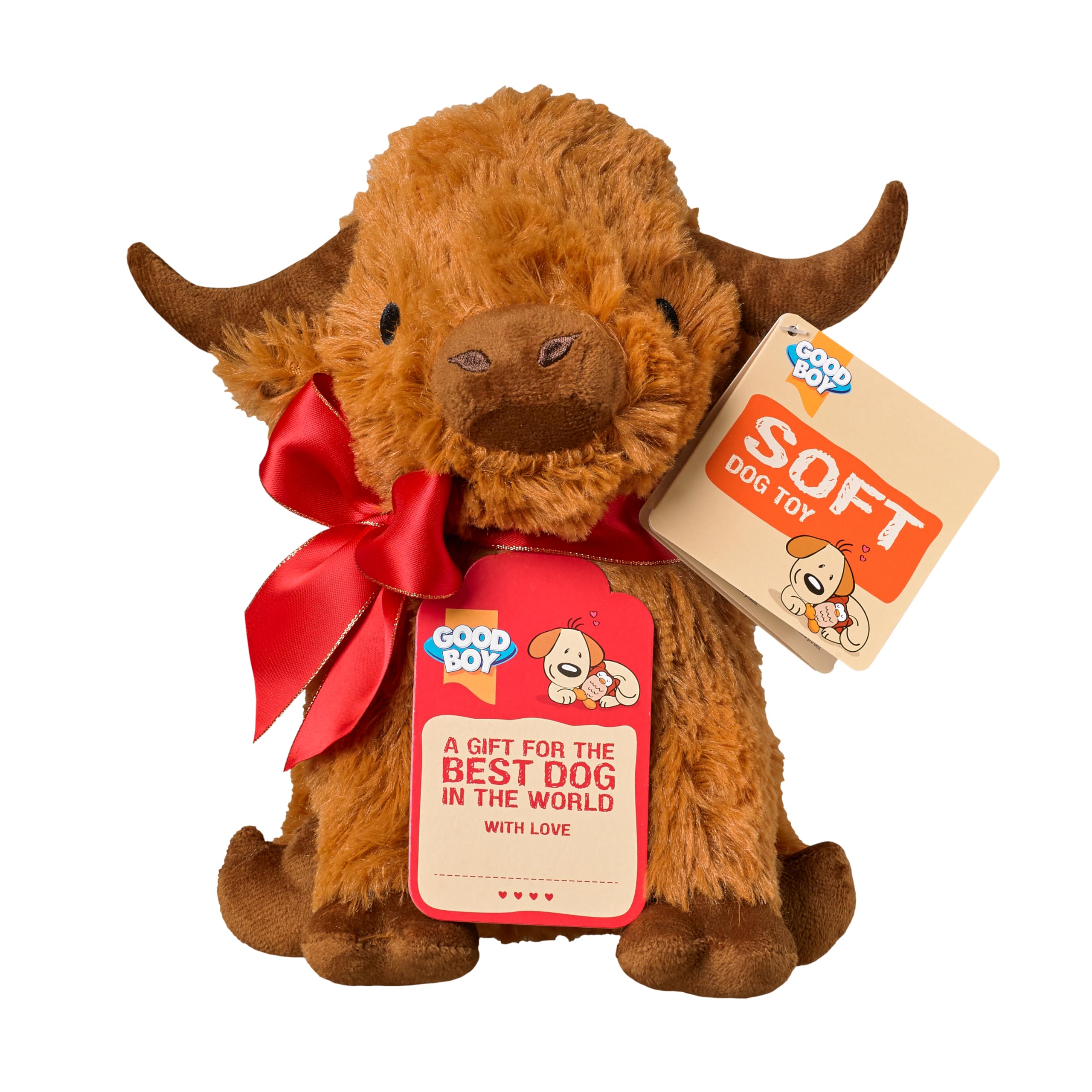 Good Boy Highland Cow Plush Toy - Soft, Squeaky, Giftable