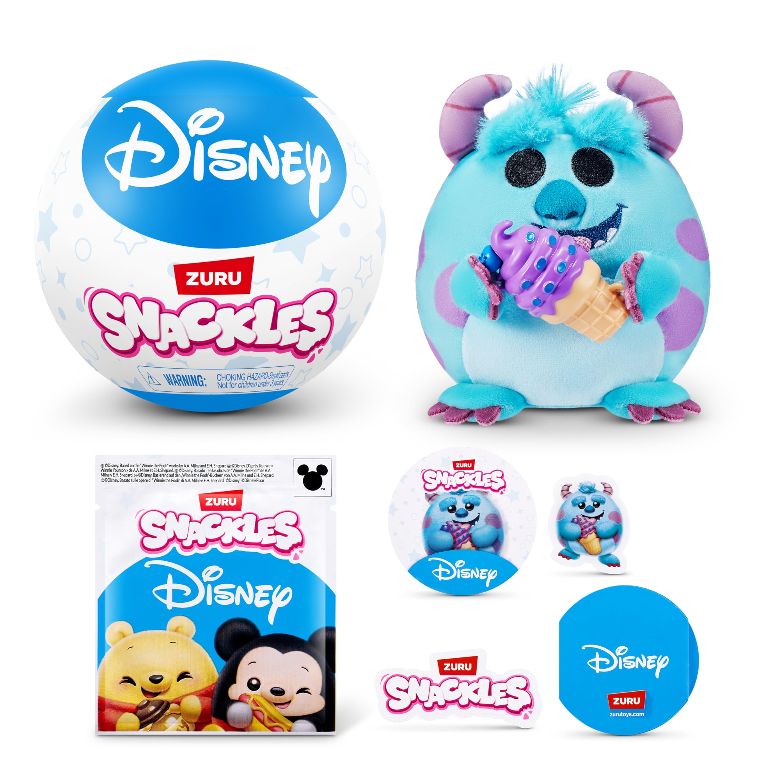 Snackles Disney 5-inch Plush with Snack - Super-Soft Huggable Stuffed Toy