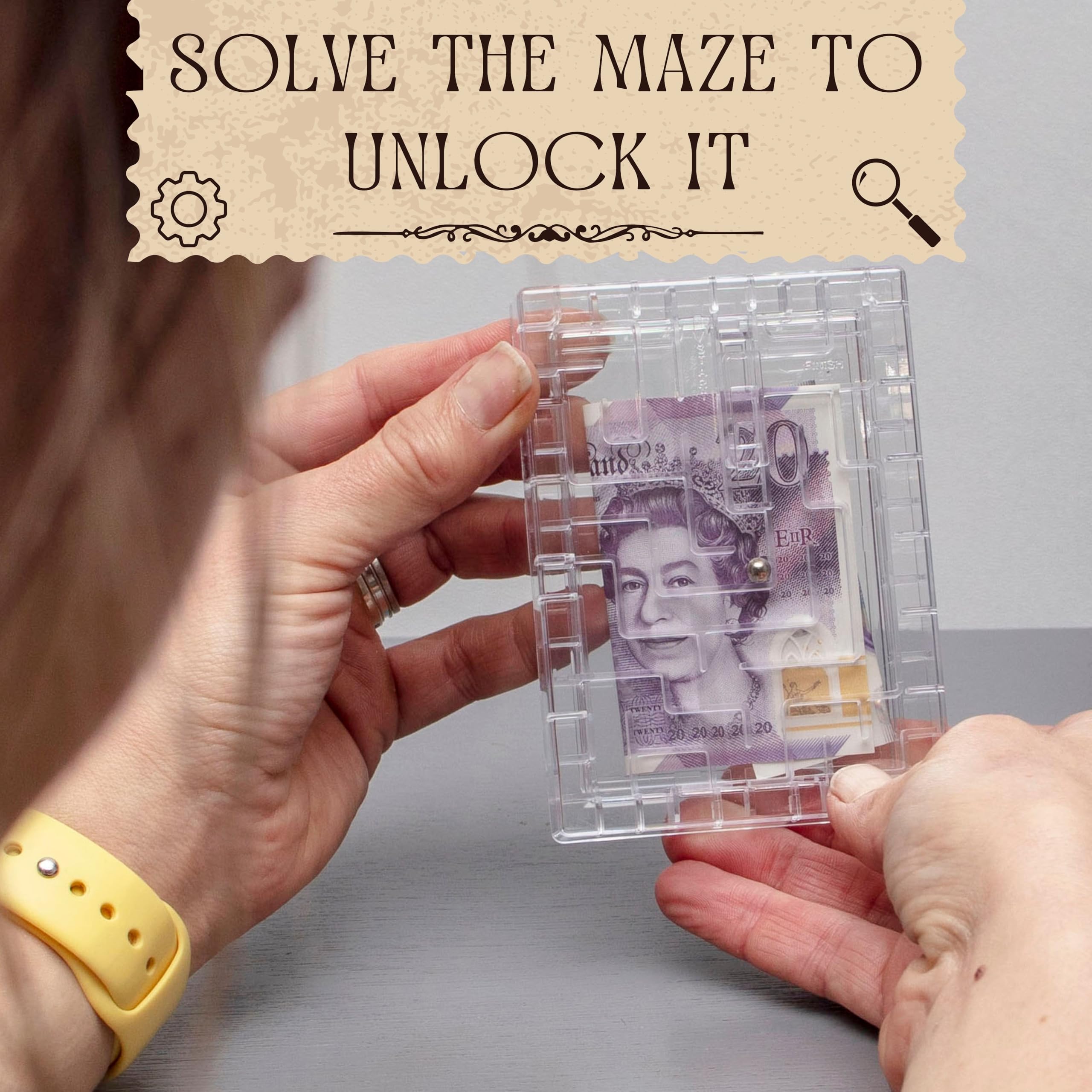 Boxer Gifts Escape Maze Money Puzzle Box - Clear Plastic, Unisex Adult 3