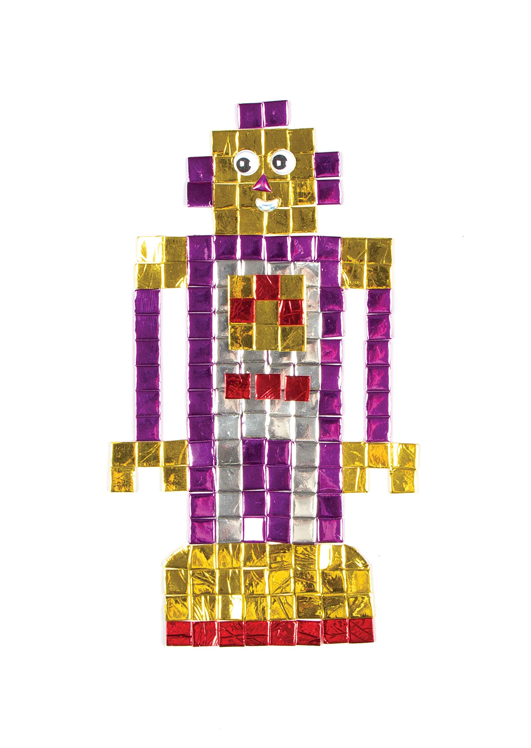 Baker Ross AF742 Metallic Foam Self-Adhesive Mosaic Squares - 1440 Pack, 1cm Tiles, Asst Colours