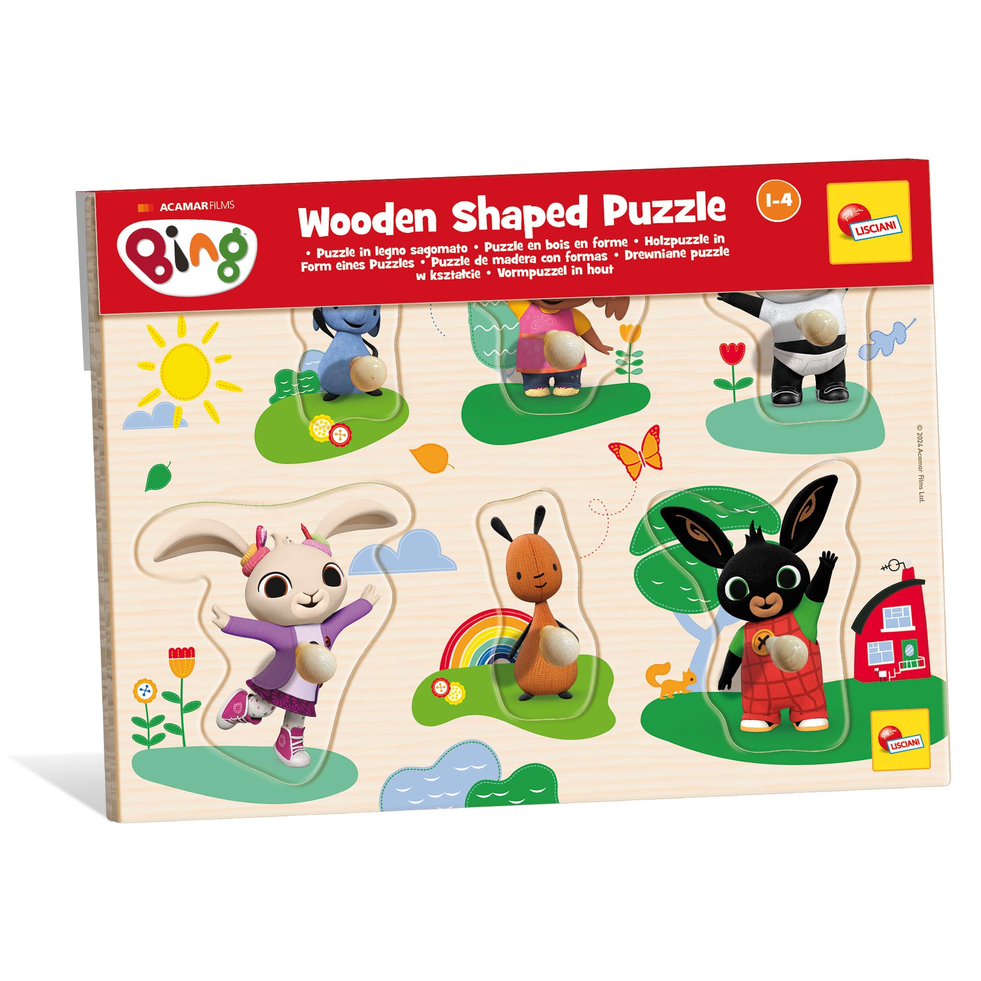 Lisciani - Bing Wooden Puzzle - 6-Piece Shape Matching Game for Toddlers 12 Months+ 5