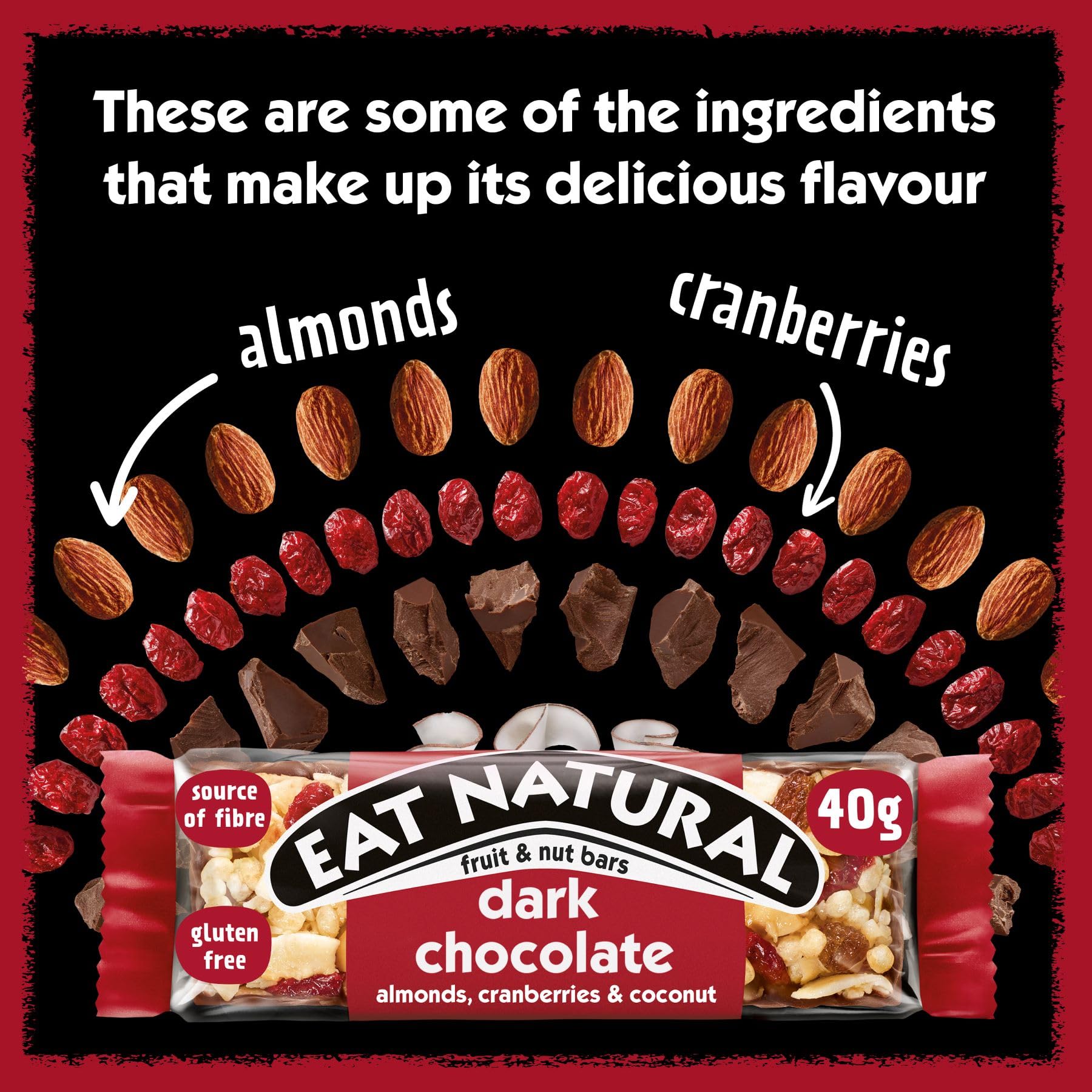 Eat Natural Gluten Free Fruit & Nut Bars with Cranberries, Almonds, Coconut & Dark Chocolate - 12 Pack 3