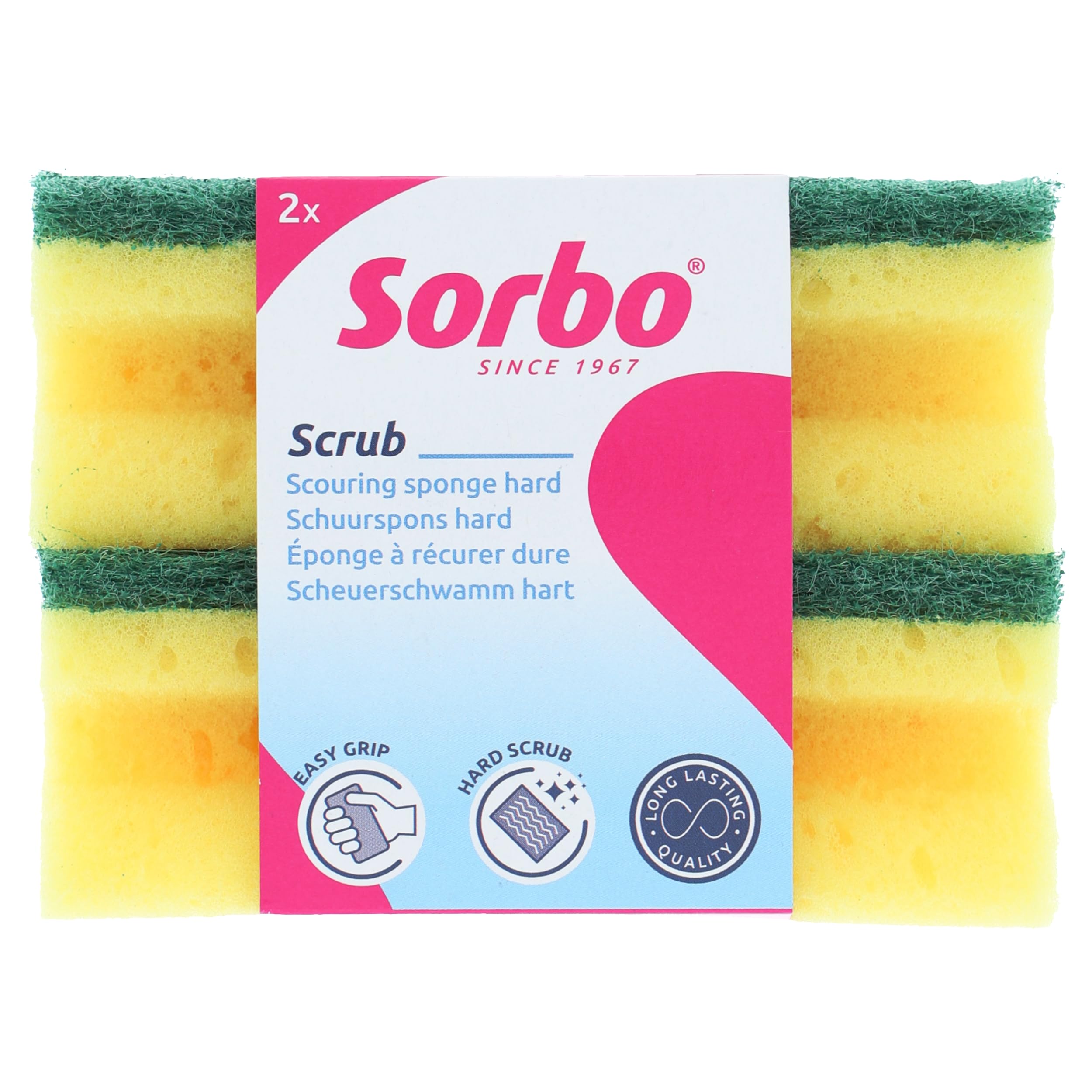 Sorbo Extra Large Scouring Sponge - Durable Foam for Stubborn Grime | 2 Pack | 11.5cm x 6cm x 4cm 1