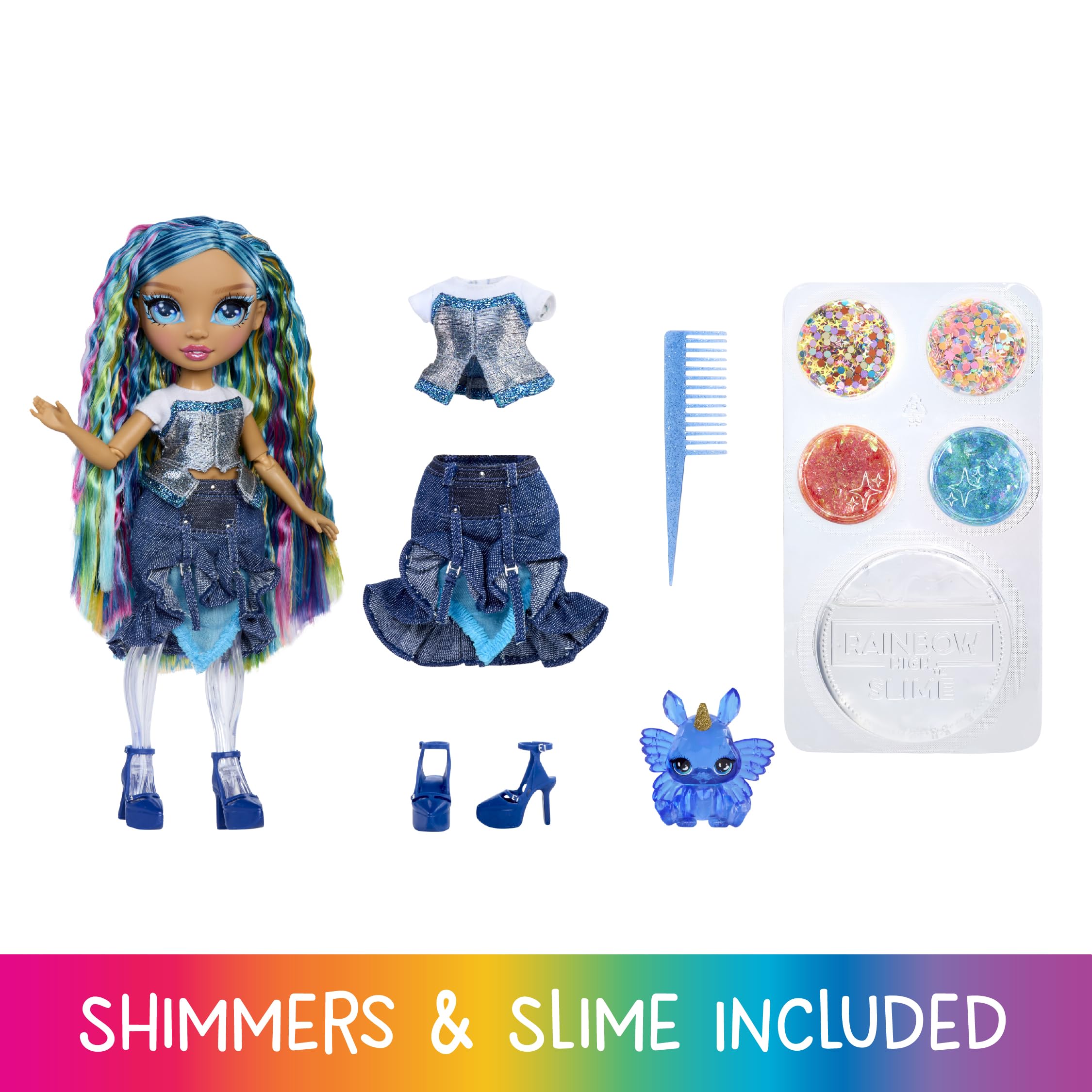 Rainbow High Rainbow Shimmers with Slime - Skyler Blue 28cm Fashion Doll Playset 4