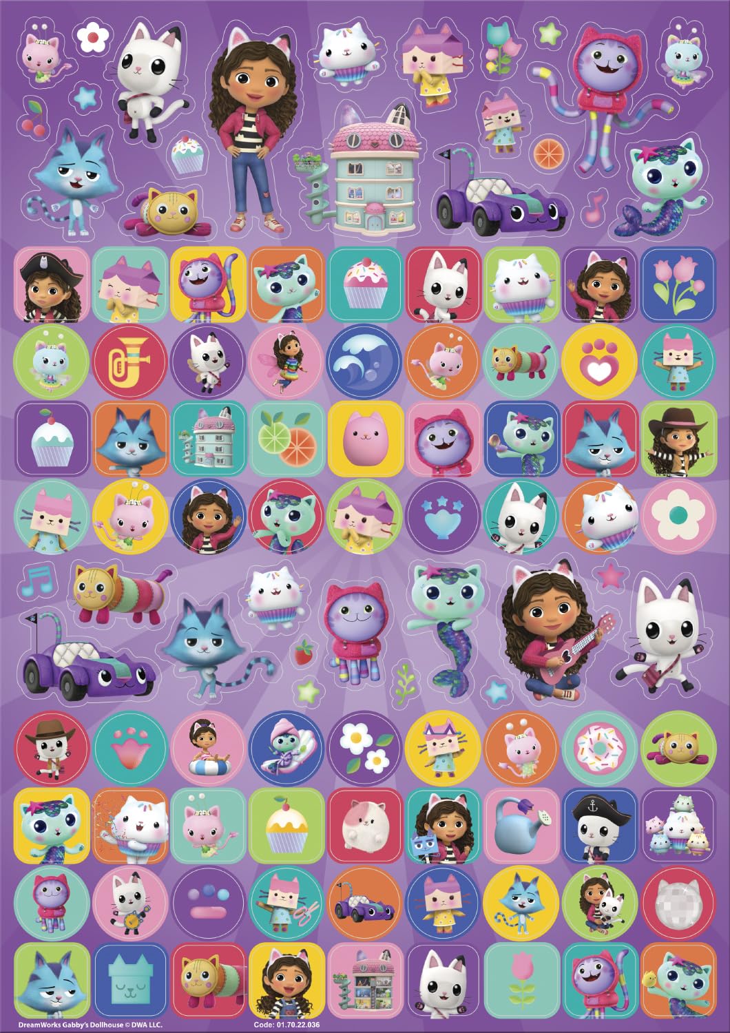 Paper Projects Gabby's Dollhouse Mega Sticker Pack - 150 Pieces | Reusable Foiled Stickers | A4 Glossy Sheet
