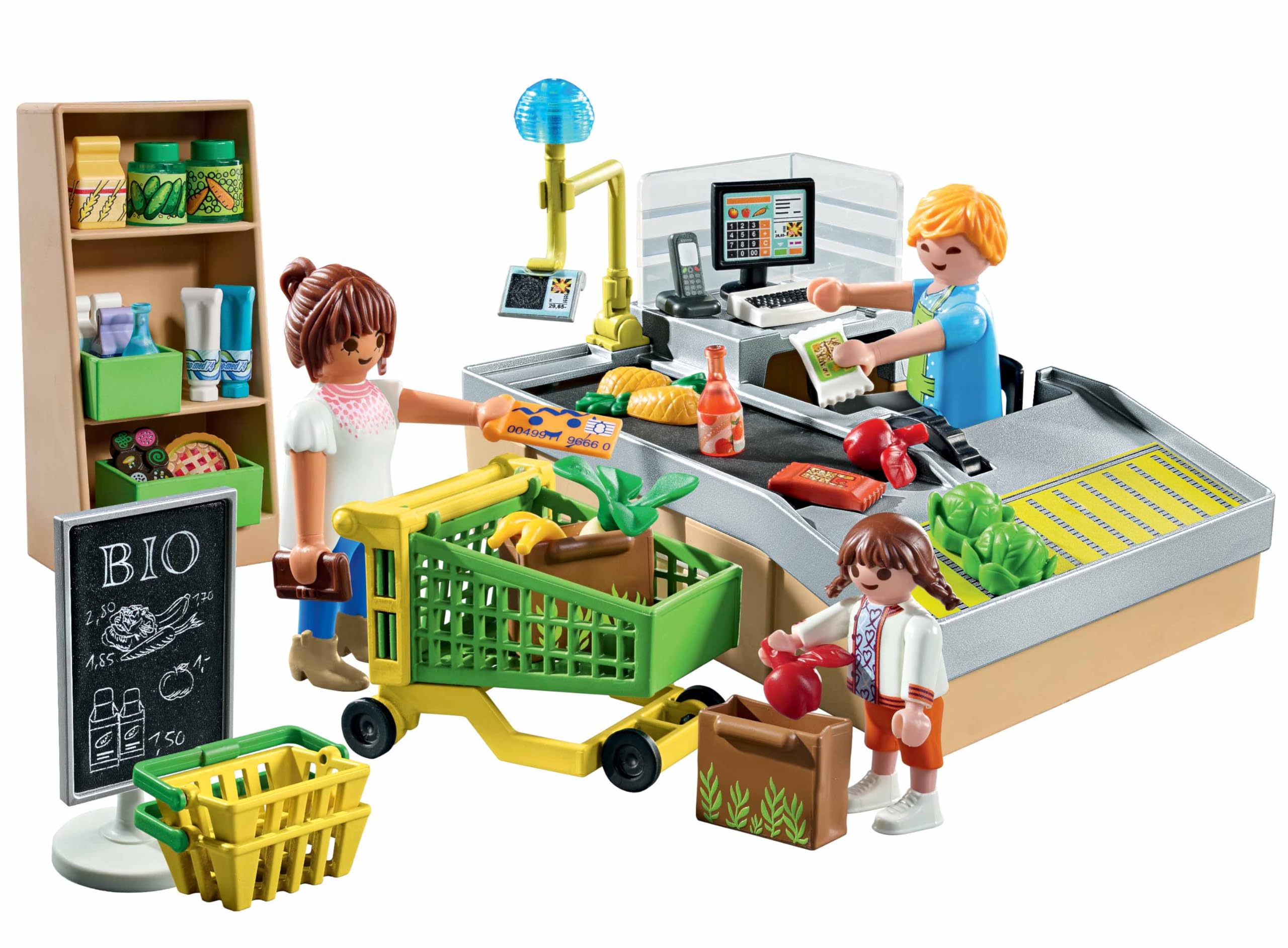 Playmobil 71648 MyLife: Organic Supermarket Promo Pack - Playset with Checkout, Trolley & Figures for Ages 4+ 2