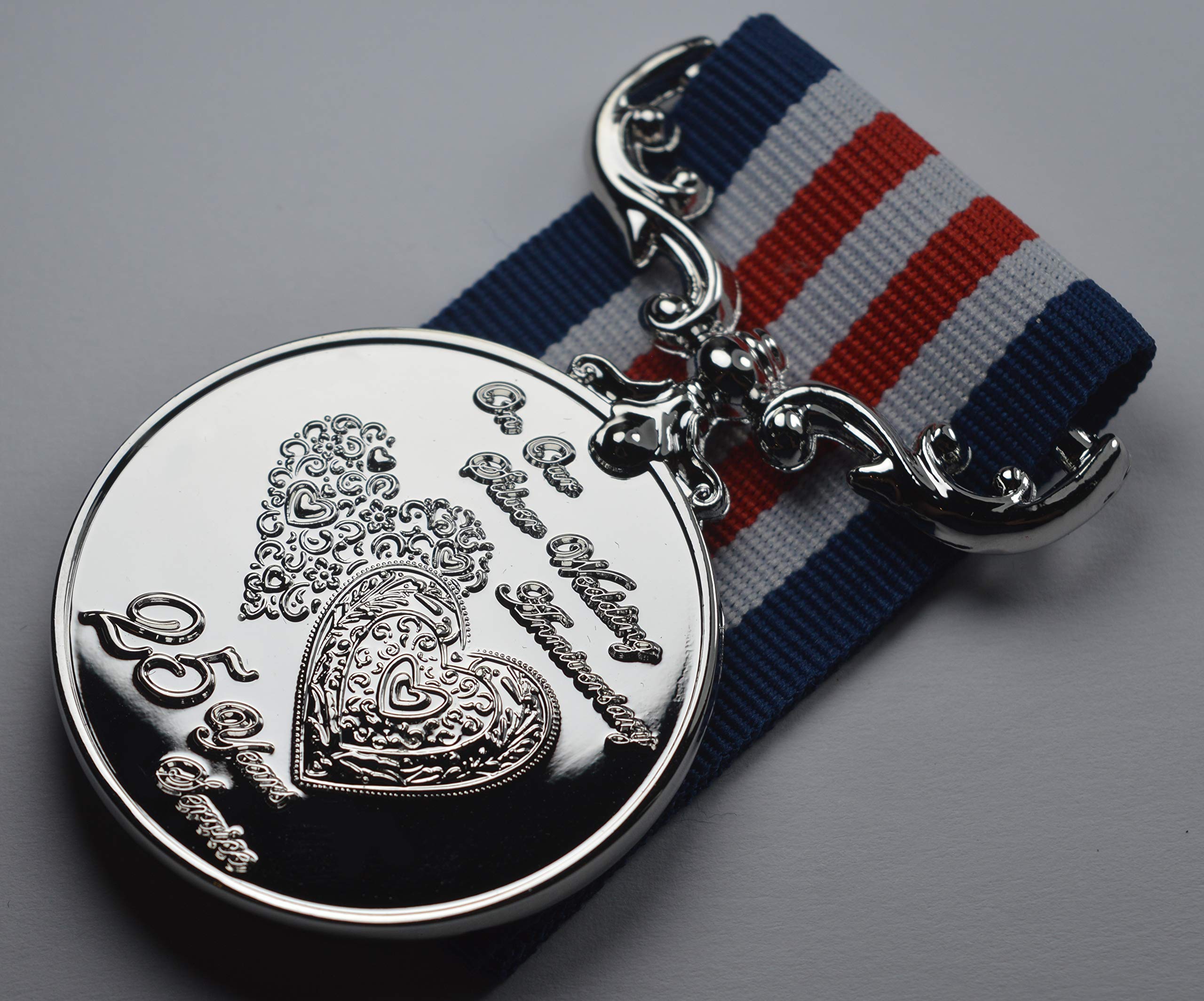 The Commemorative Coin Company 25th Silver Wedding Anniversary Medal - Silver Plated | Full Size Replica
